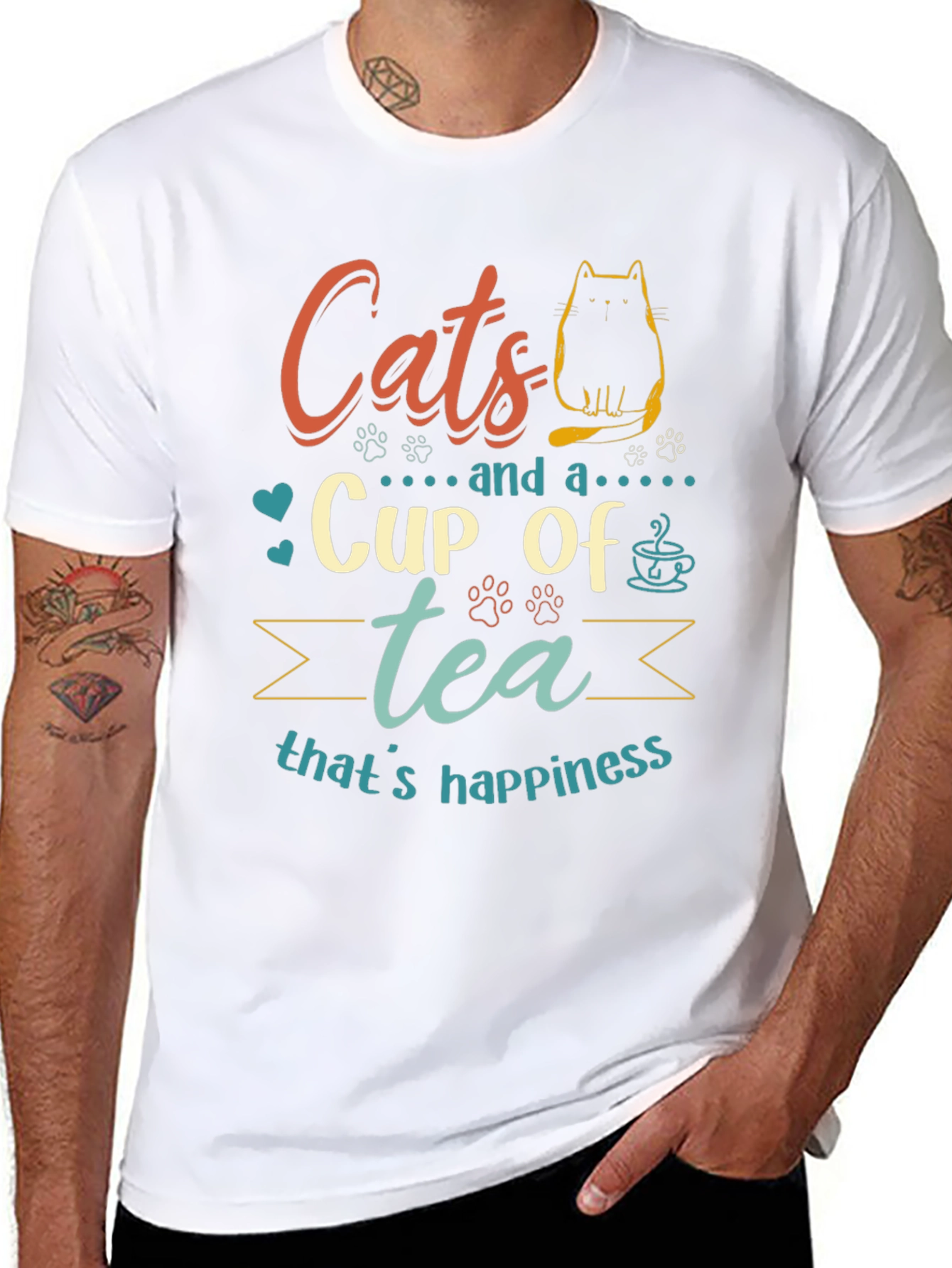 Cats and Tea Graphic T-Shirt - Happiness Tee