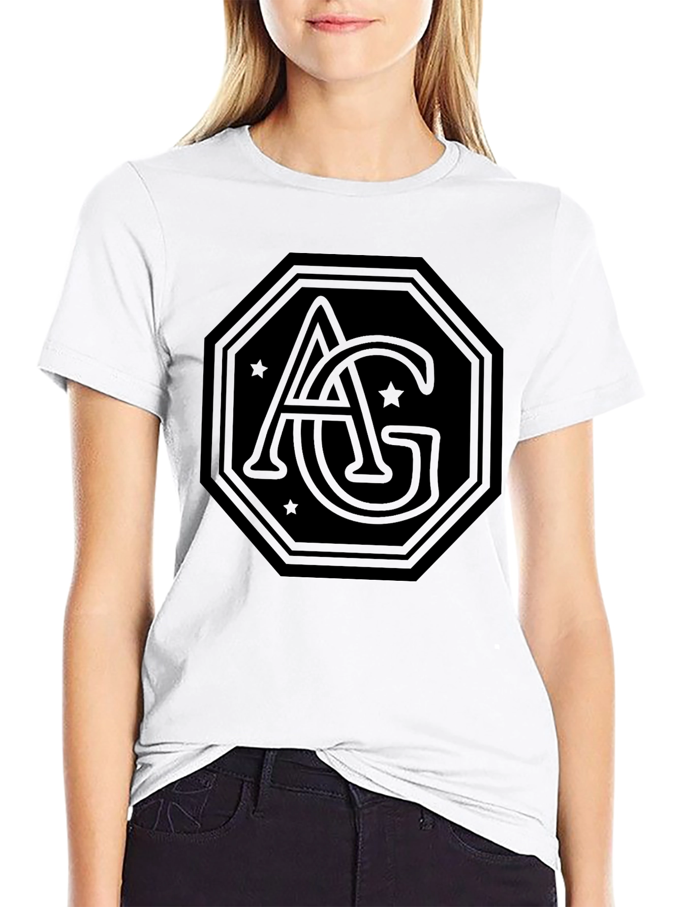 AG Logo Black Tee - Modern Graphic Print