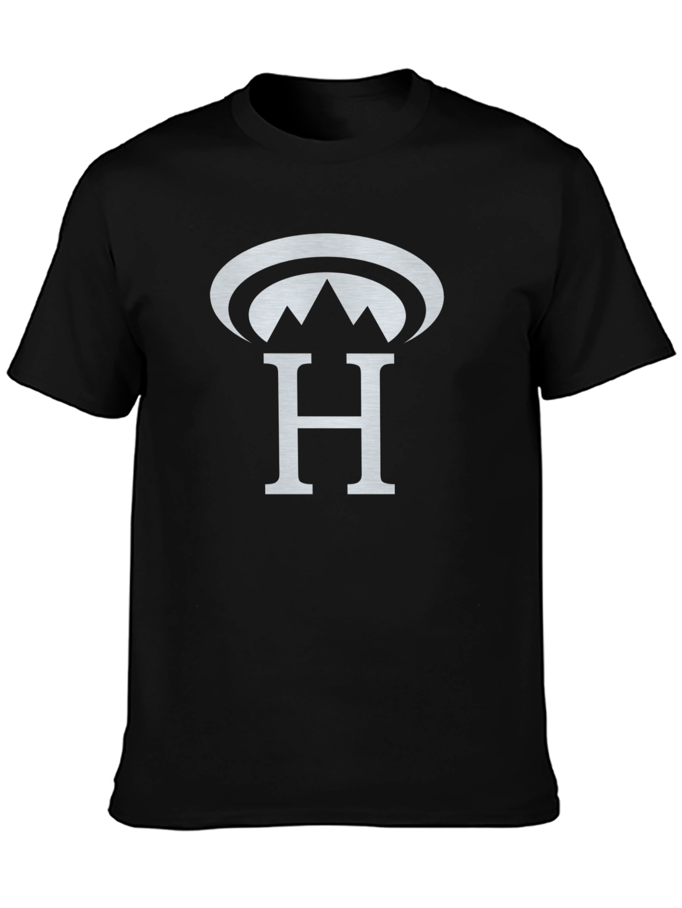 Black T-Shirt with Silver H Mountain Logo