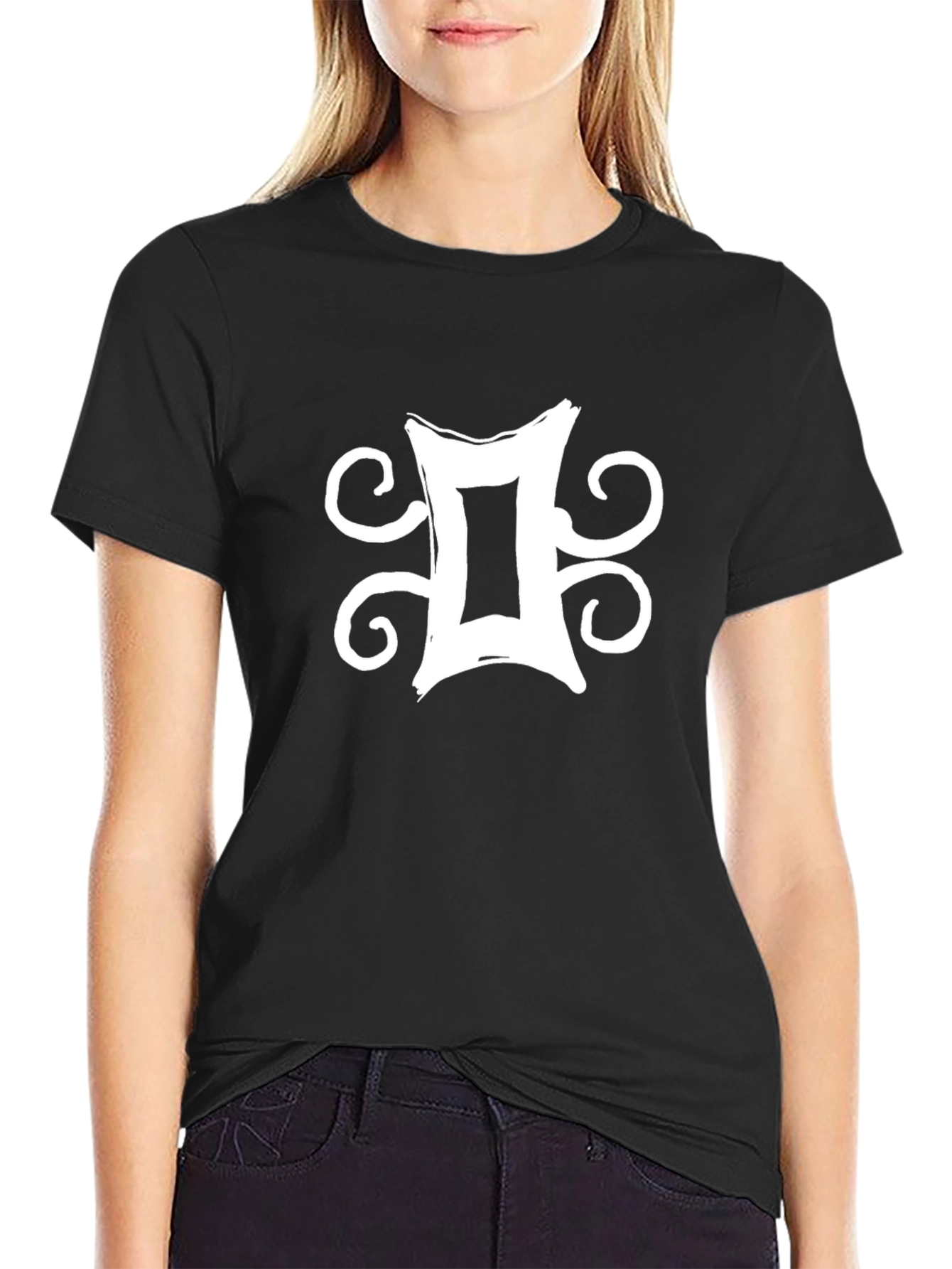 Gemini Zodiac Symbol Graphic Tee - Black