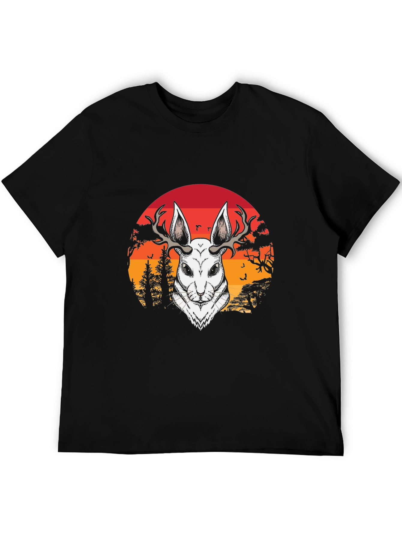 Antlered Hare Graphic Tee - Sunset Design