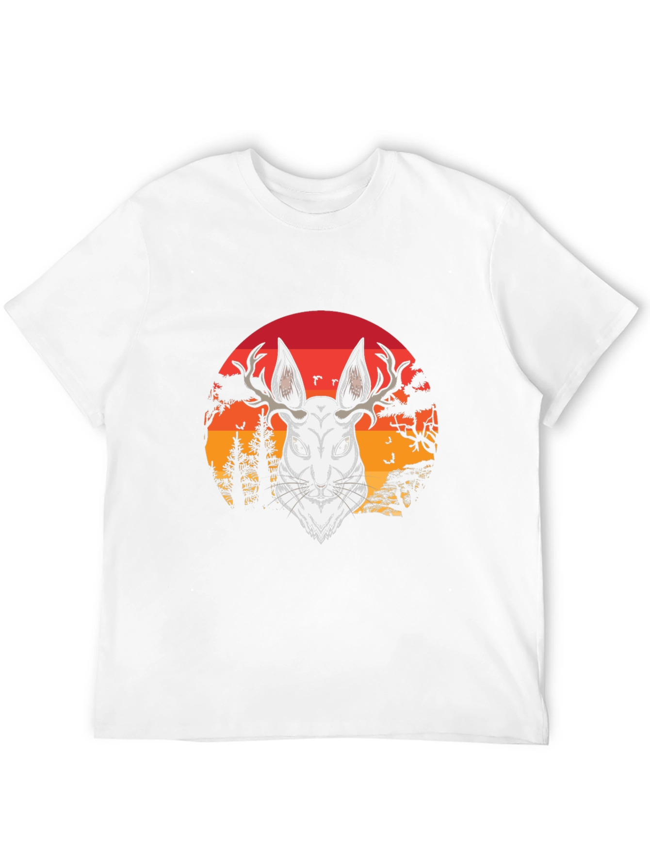 Antlered Hare Graphic Tee - Sunset Design