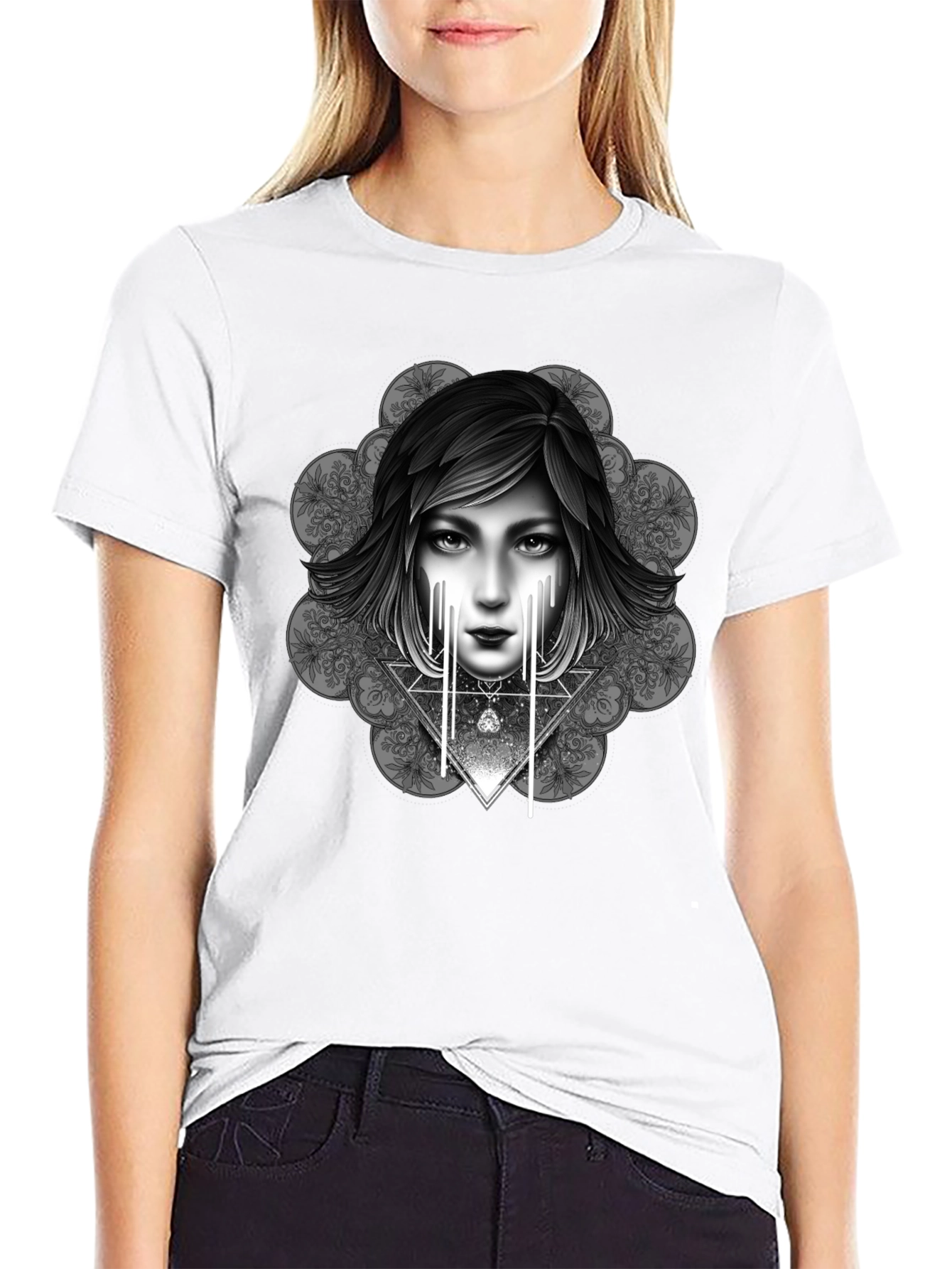 Artistic Graphic Print Tee - Modern Style