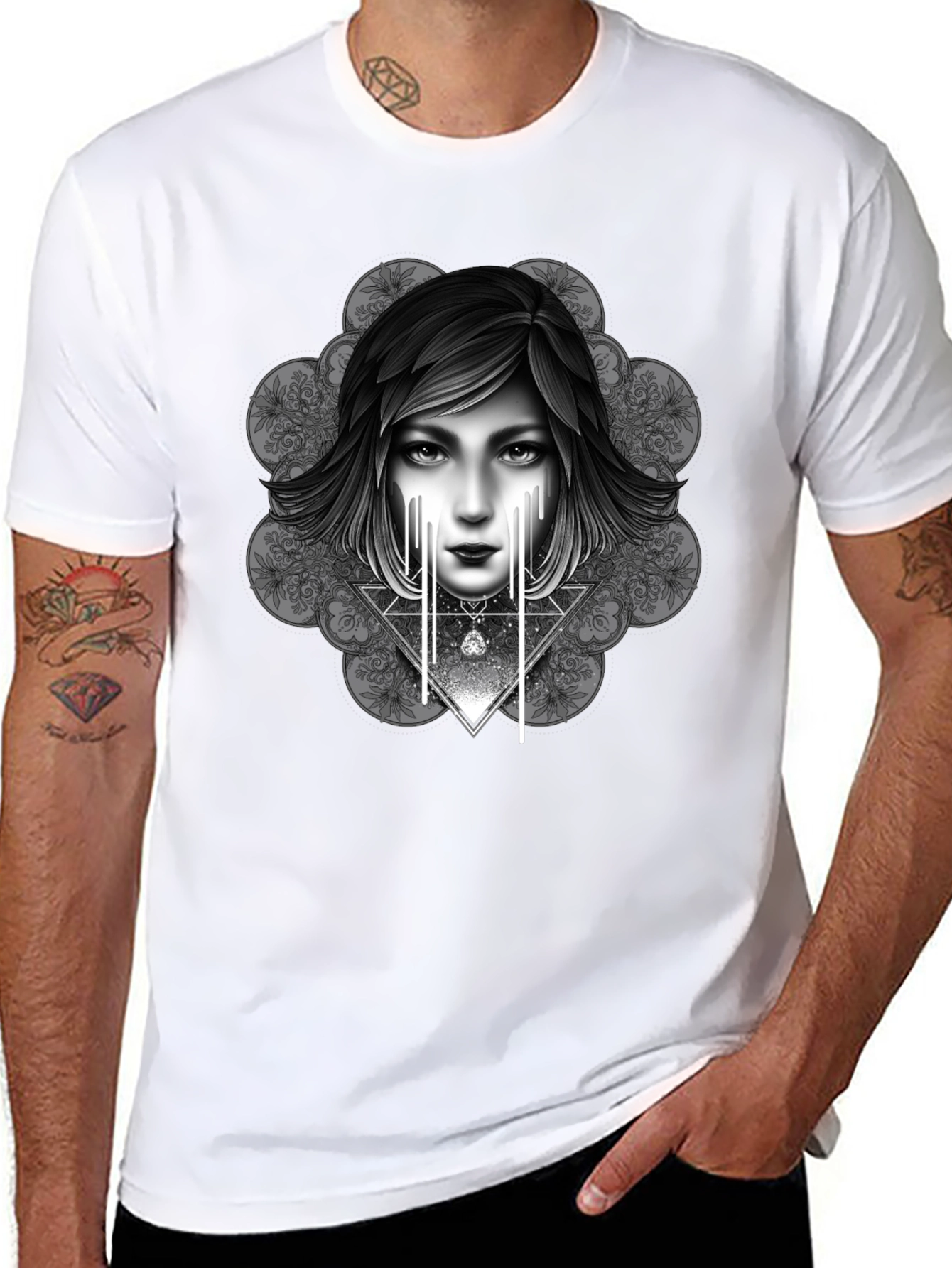 Artistic Graphic Print Tee - Modern Style