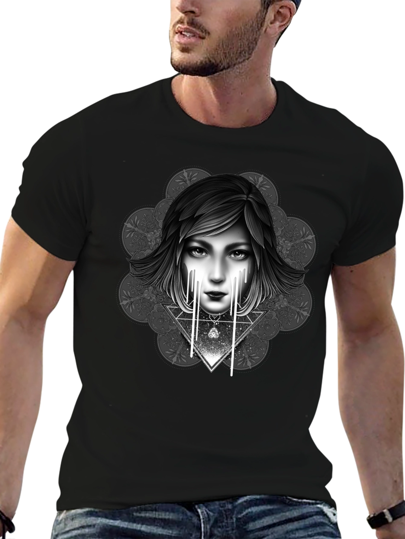 Artistic Graphic Print Tee - Modern Style