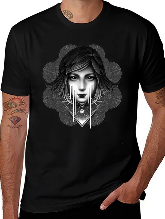 Artistic Graphic Print Tee - Modern Style