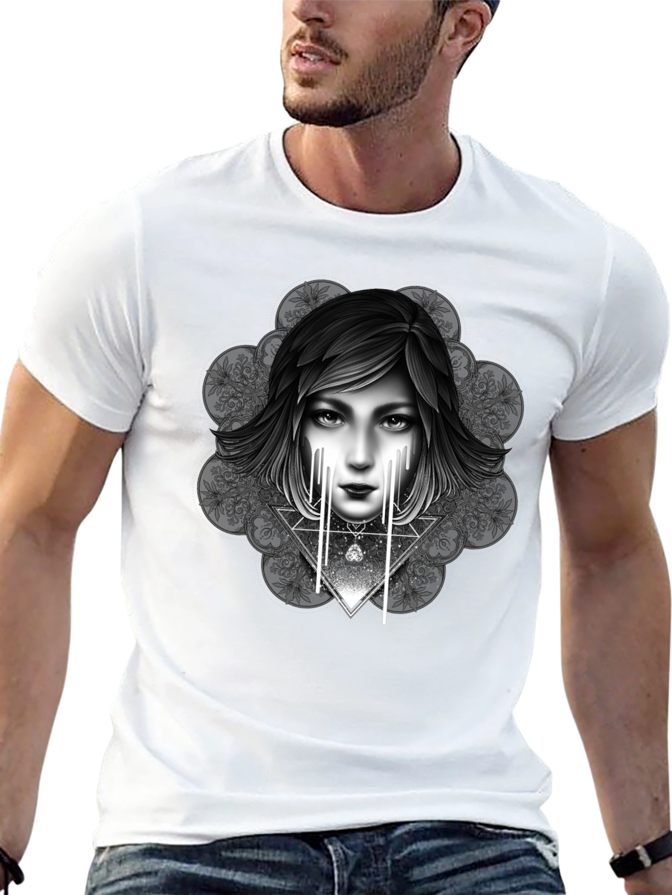 Artistic Graphic Print Tee - Modern Style