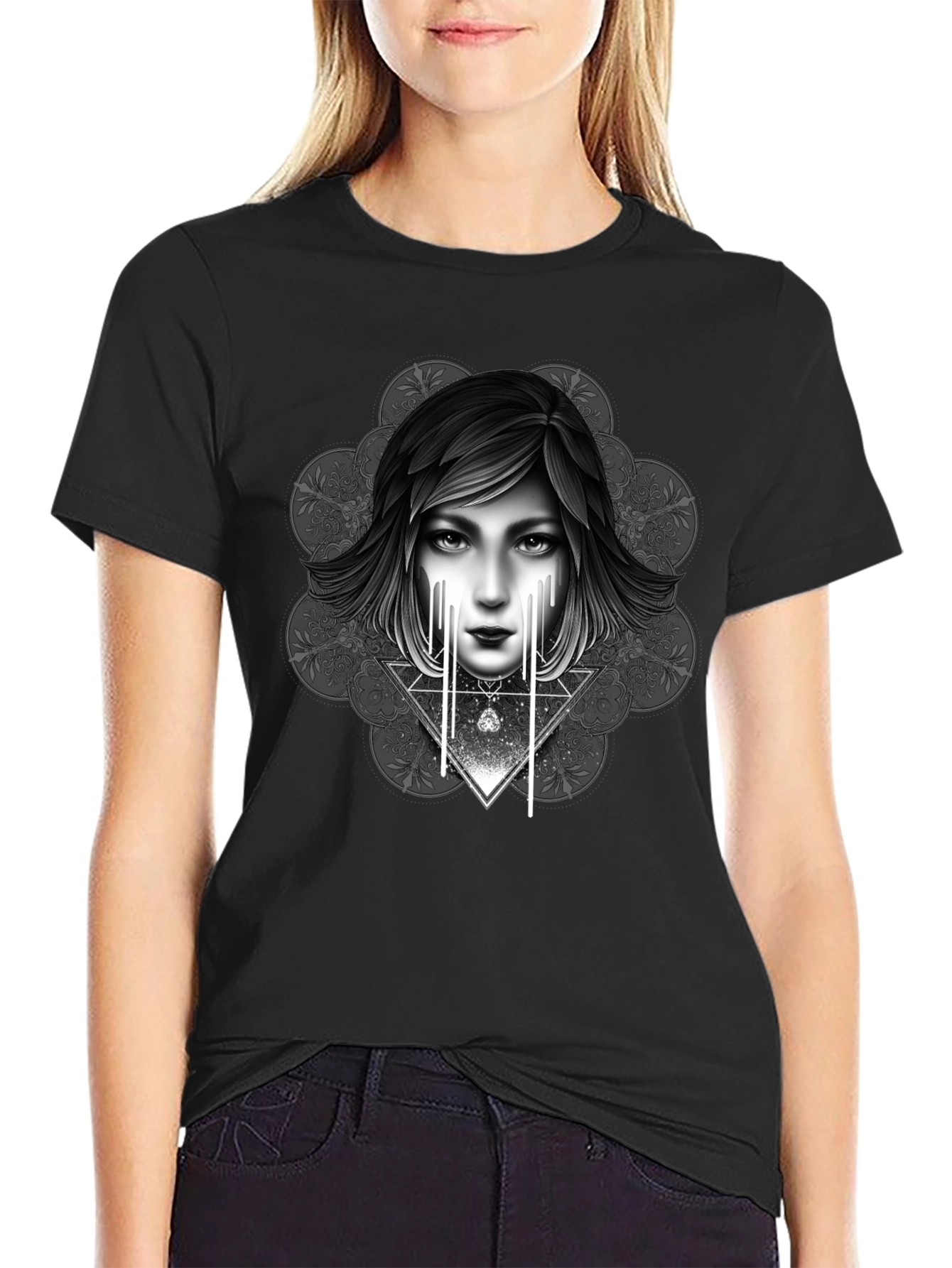 Artistic Graphic Print Tee - Modern Style