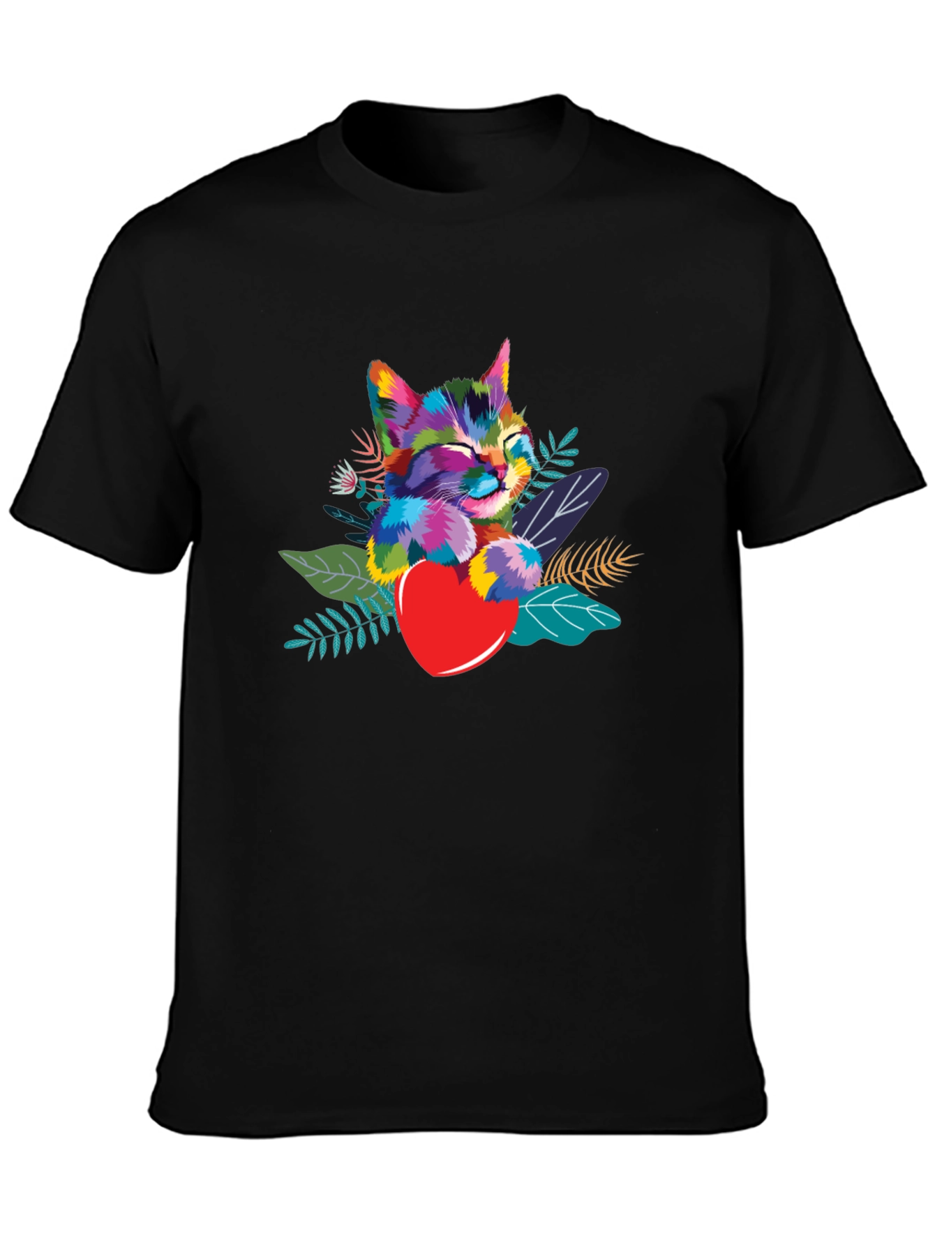 Colorful Cat Heart T-Shirt