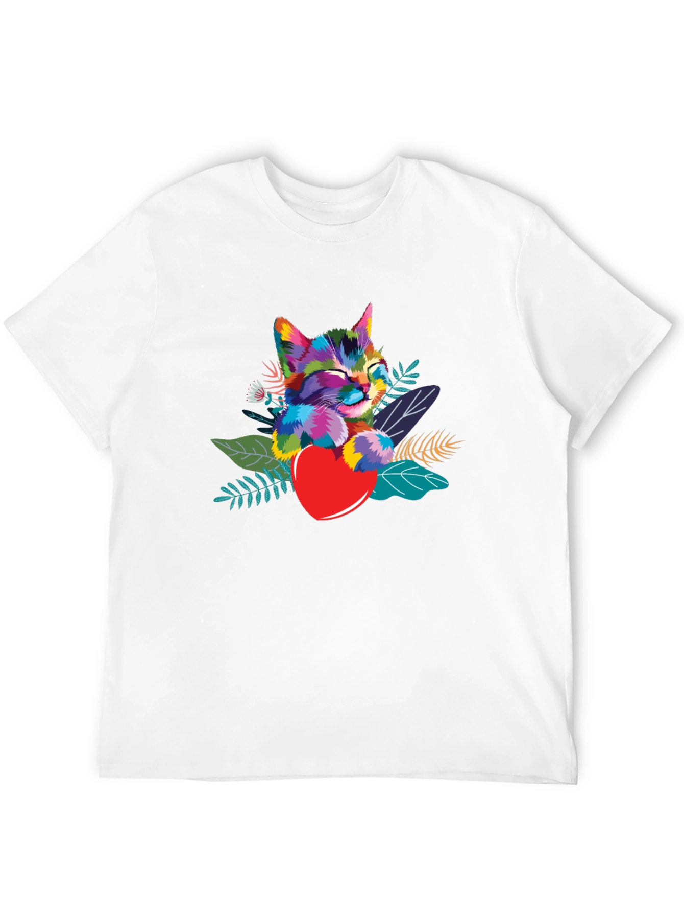 Colorful Cat Heart T-Shirt