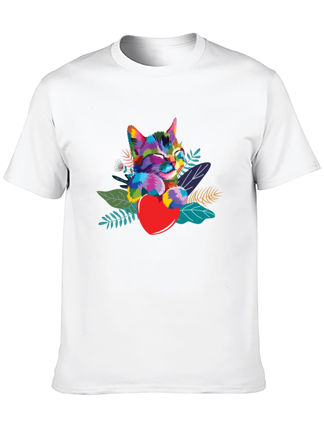 Colorful Cat Heart T-Shirt