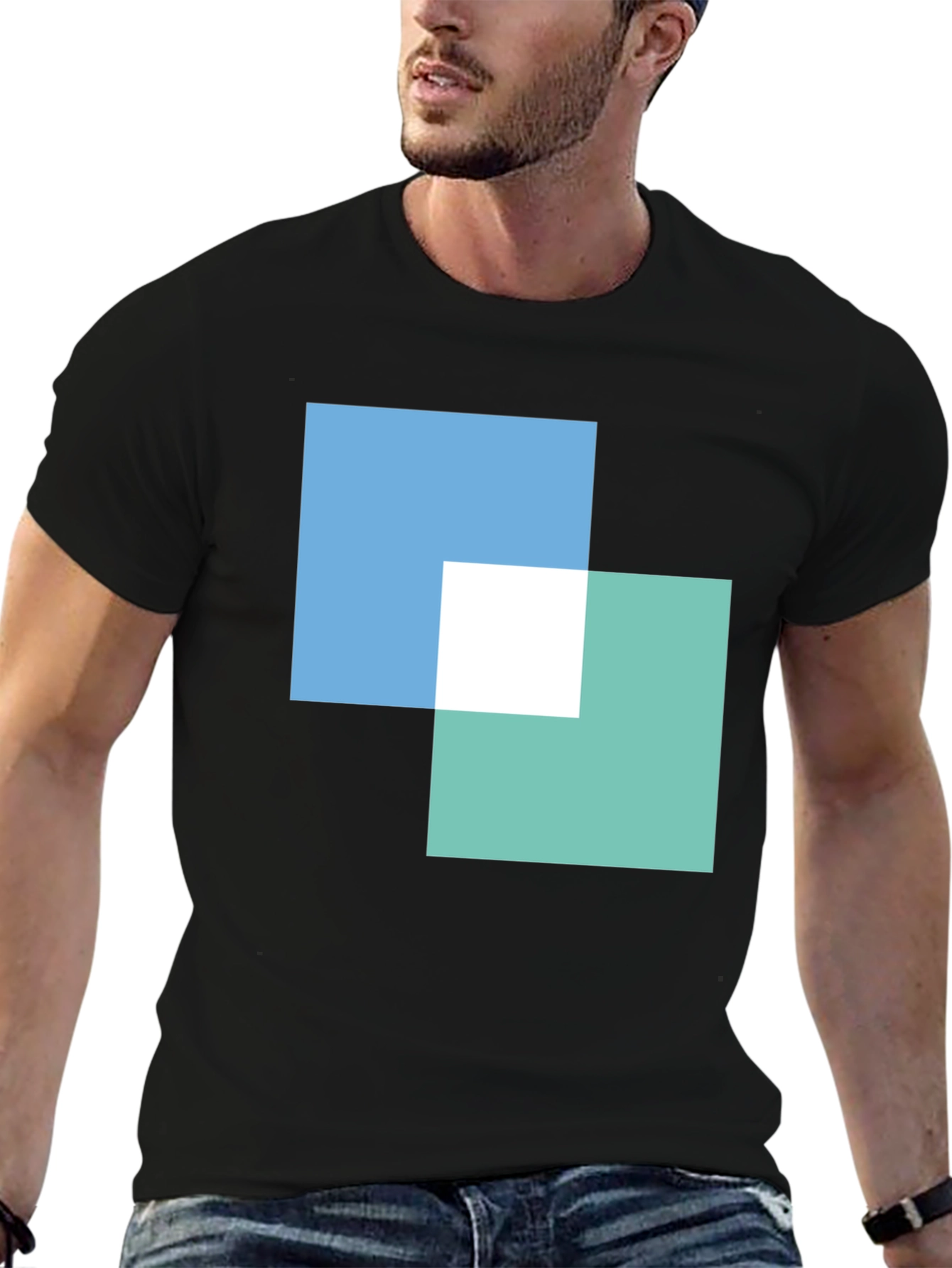 Modern Overlapping Squares Graphic Tee