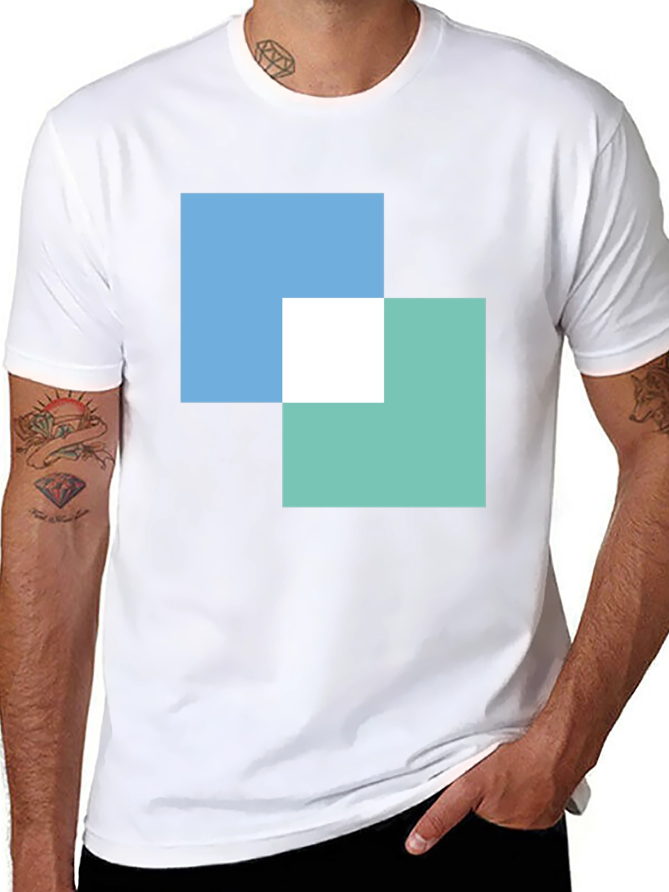 Modern Overlapping Squares Graphic Tee