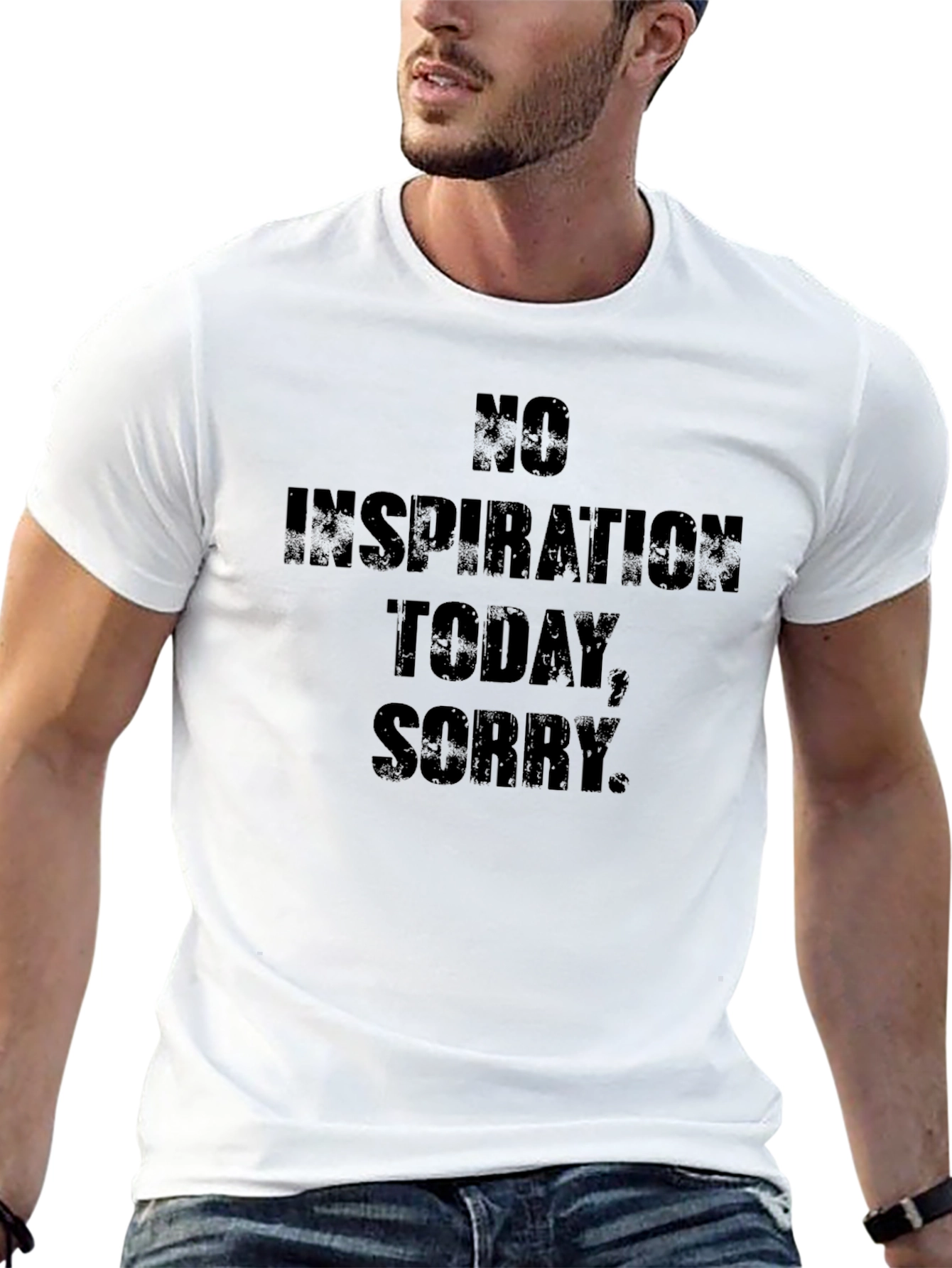 No Inspiration Today Graphic Tee - Black Cotton