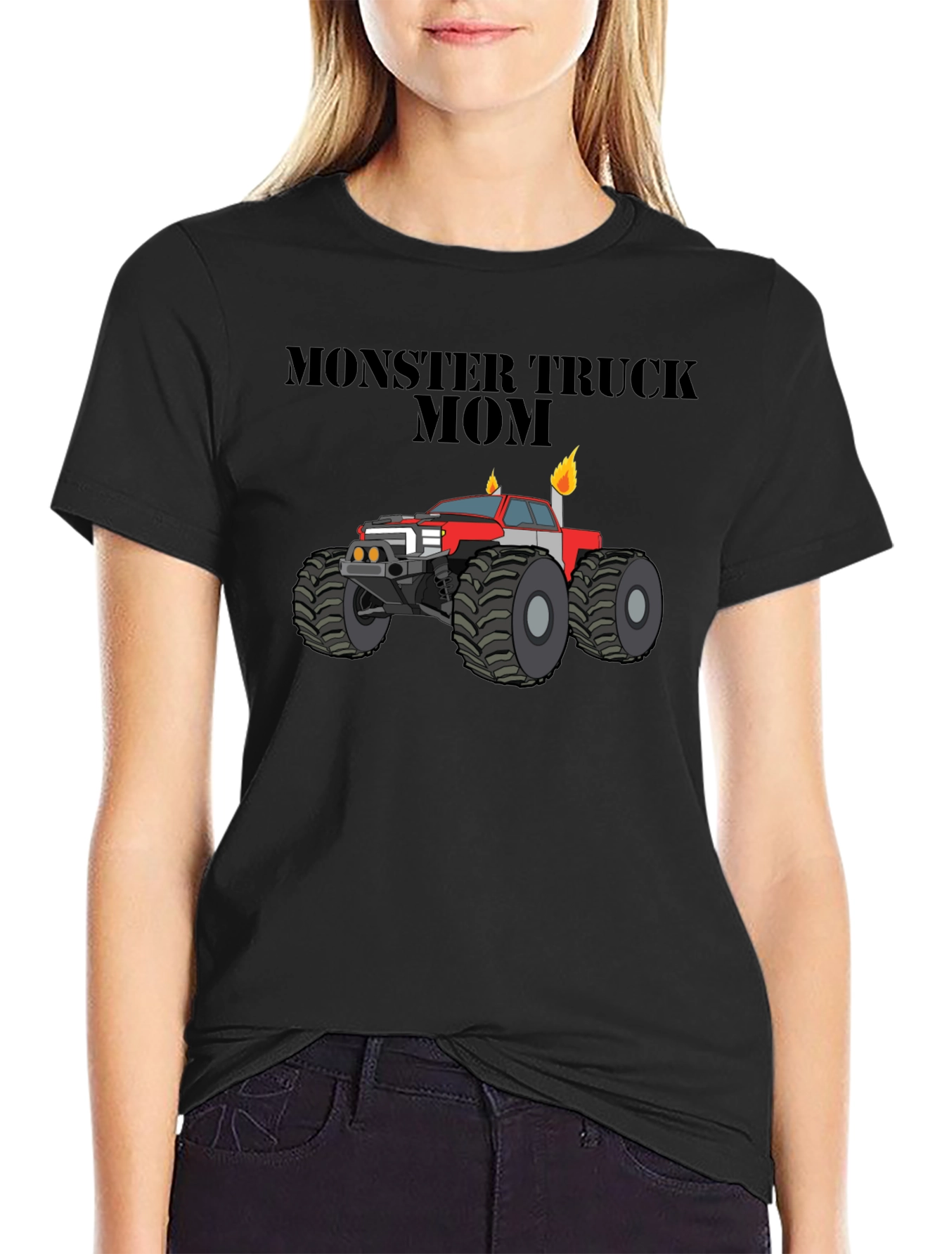 Monster Truck Mom Black Graphic T-Shirt