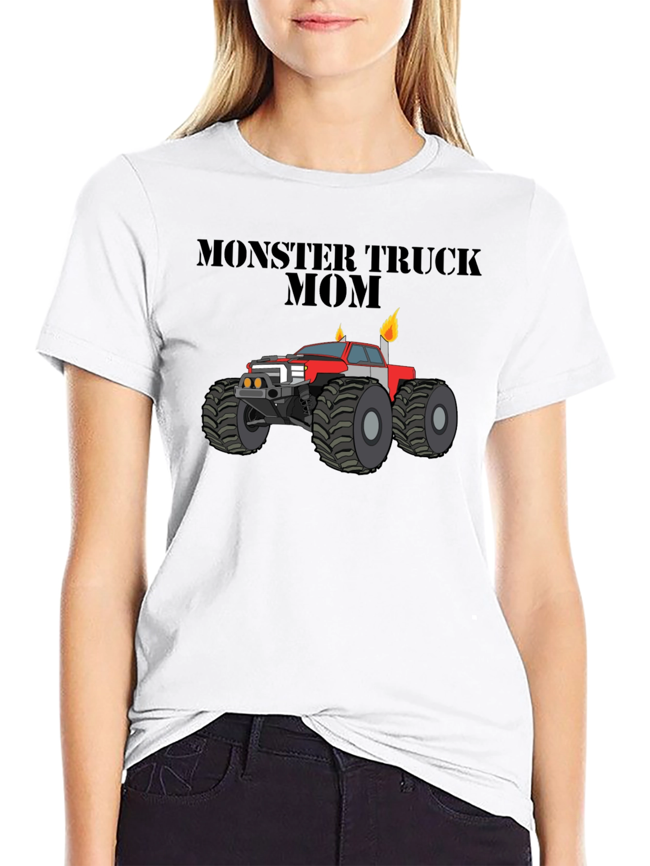 Monster Truck Mom Black Graphic T-Shirt