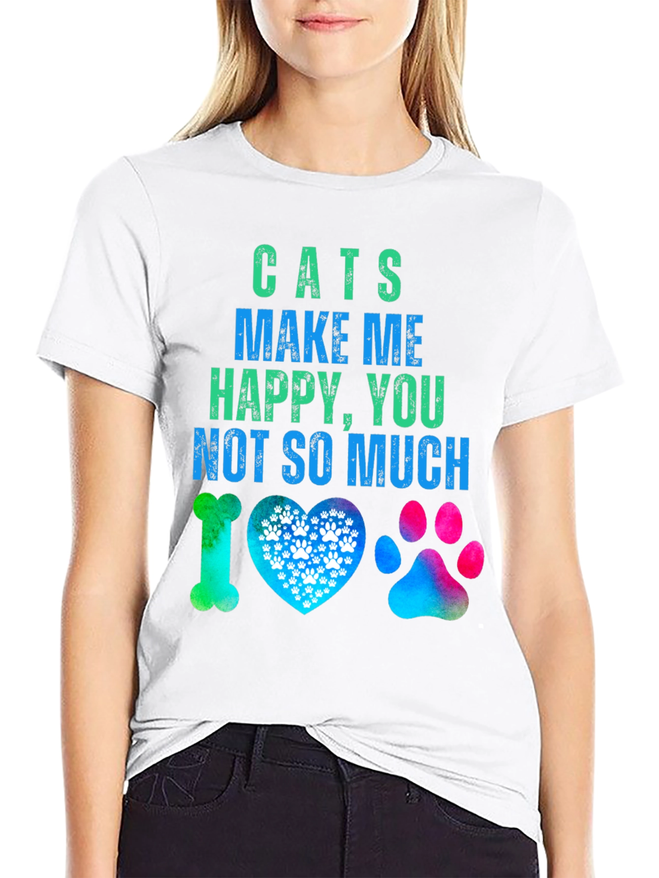 Cats Make Me Happy Graphic T-Shirt