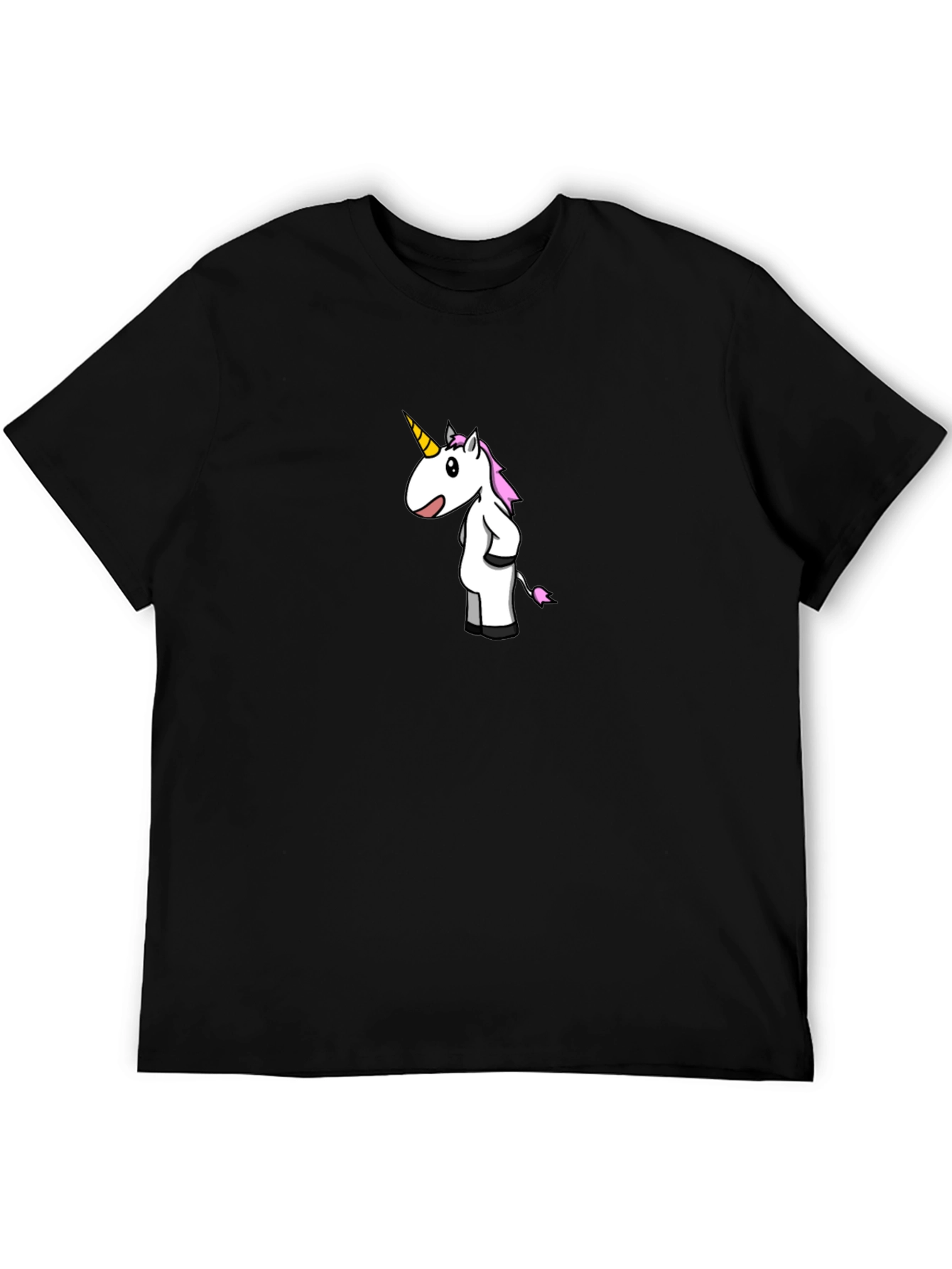 Unicorn Cartoon Black T-Shirt