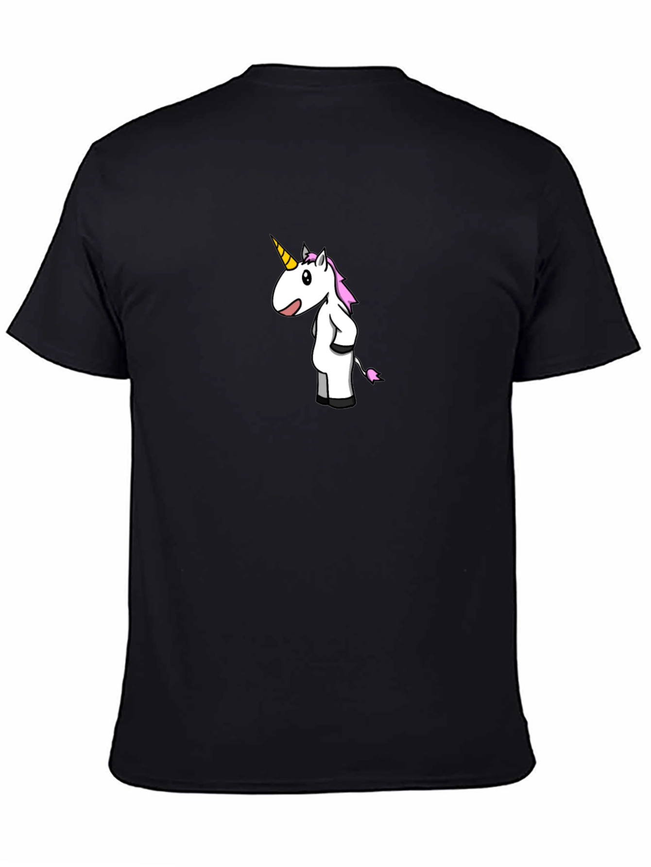 Unicorn Cartoon Black T-Shirt