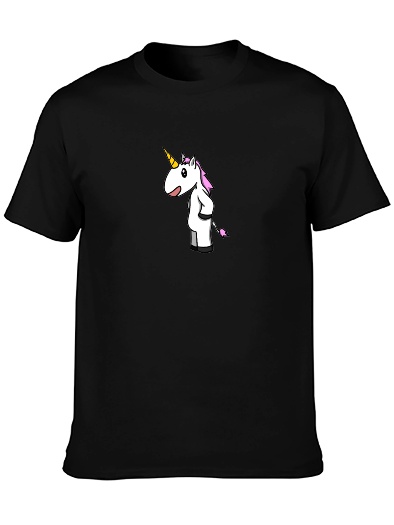 Unicorn Cartoon Black T-Shirt