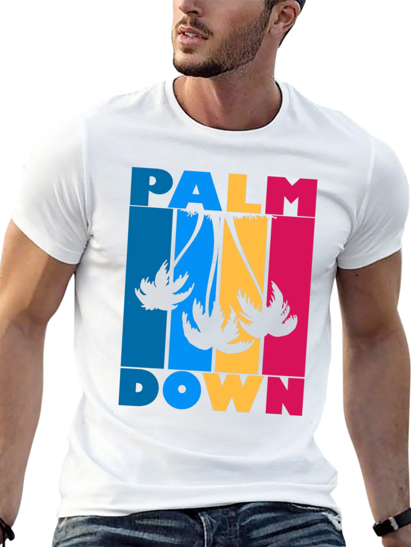 Palm Down Graphic Tee - Black Cotton T-Shirt
