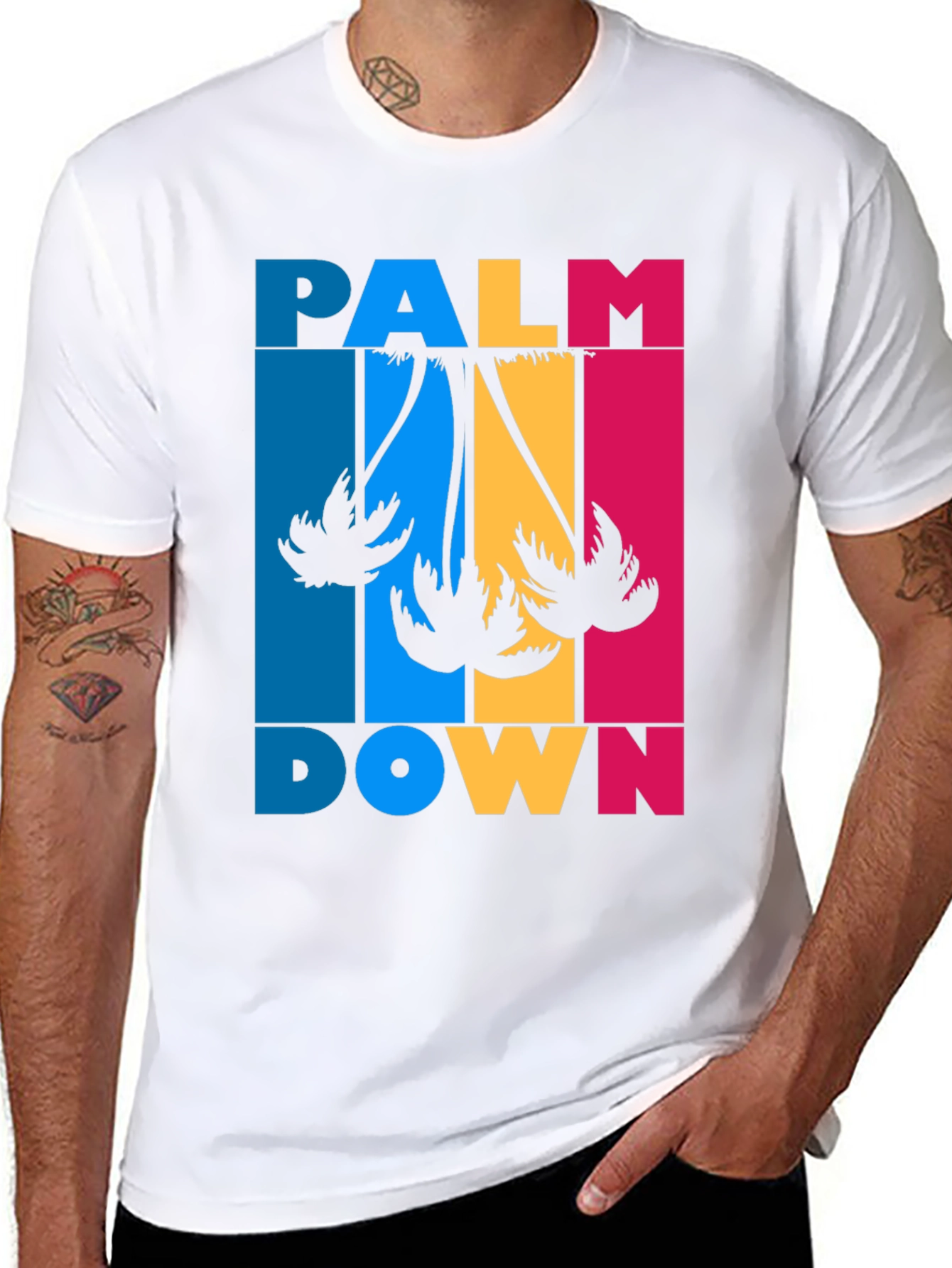 Palm Down Graphic Tee - Black Cotton T-Shirt