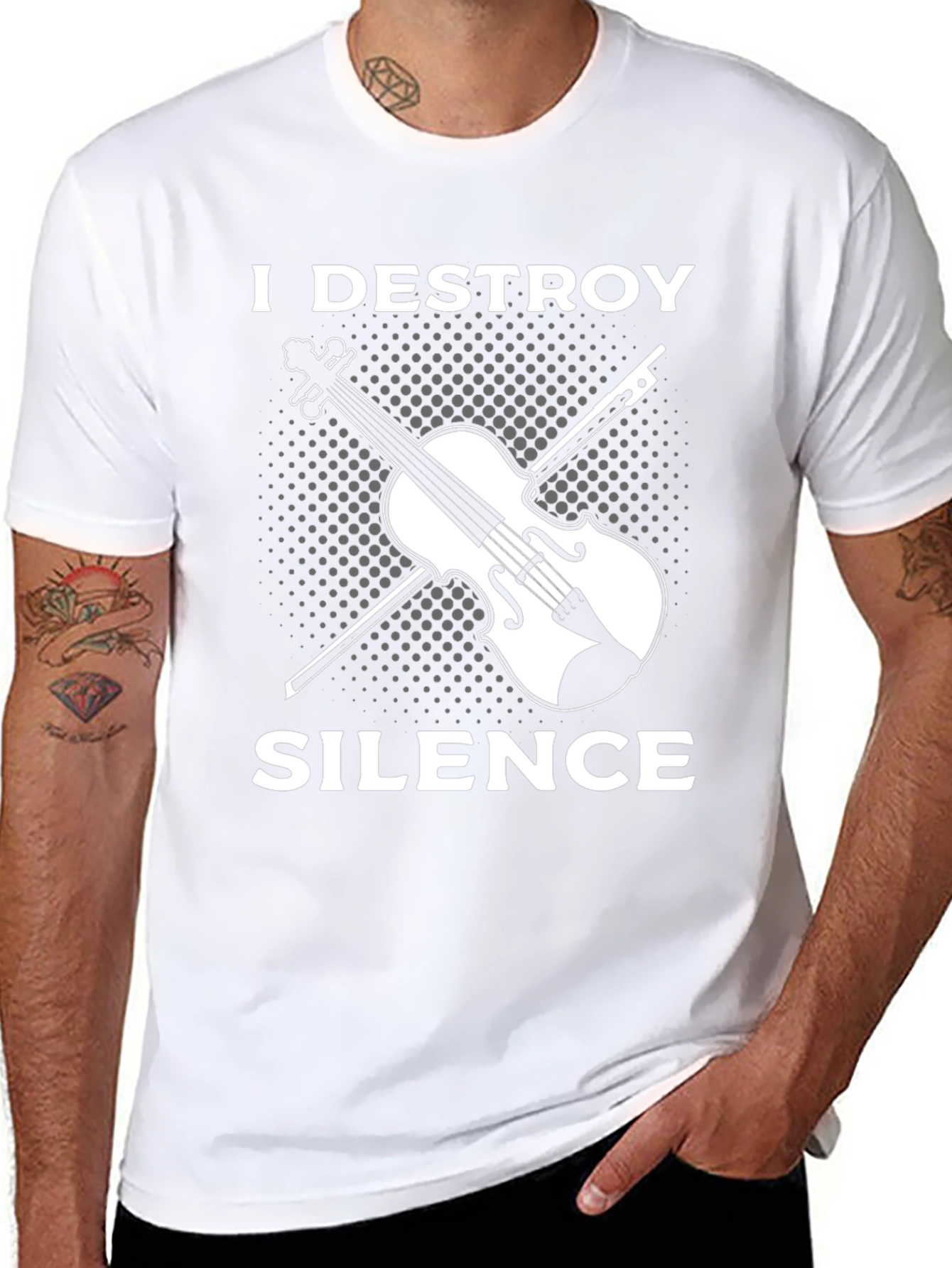 I Destroy Silence Violin Graphic T-Shirt