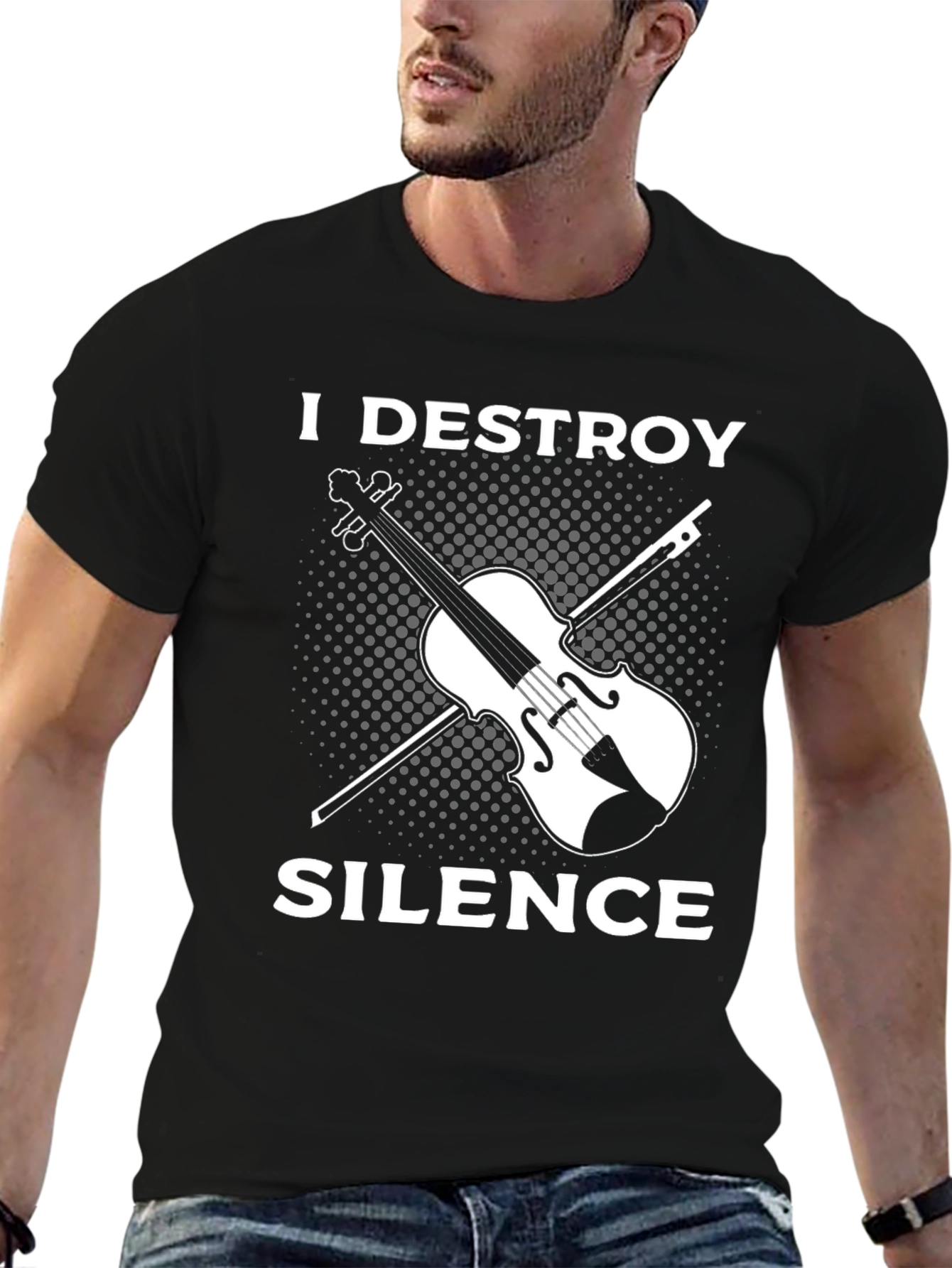 I Destroy Silence Violin Graphic T-Shirt