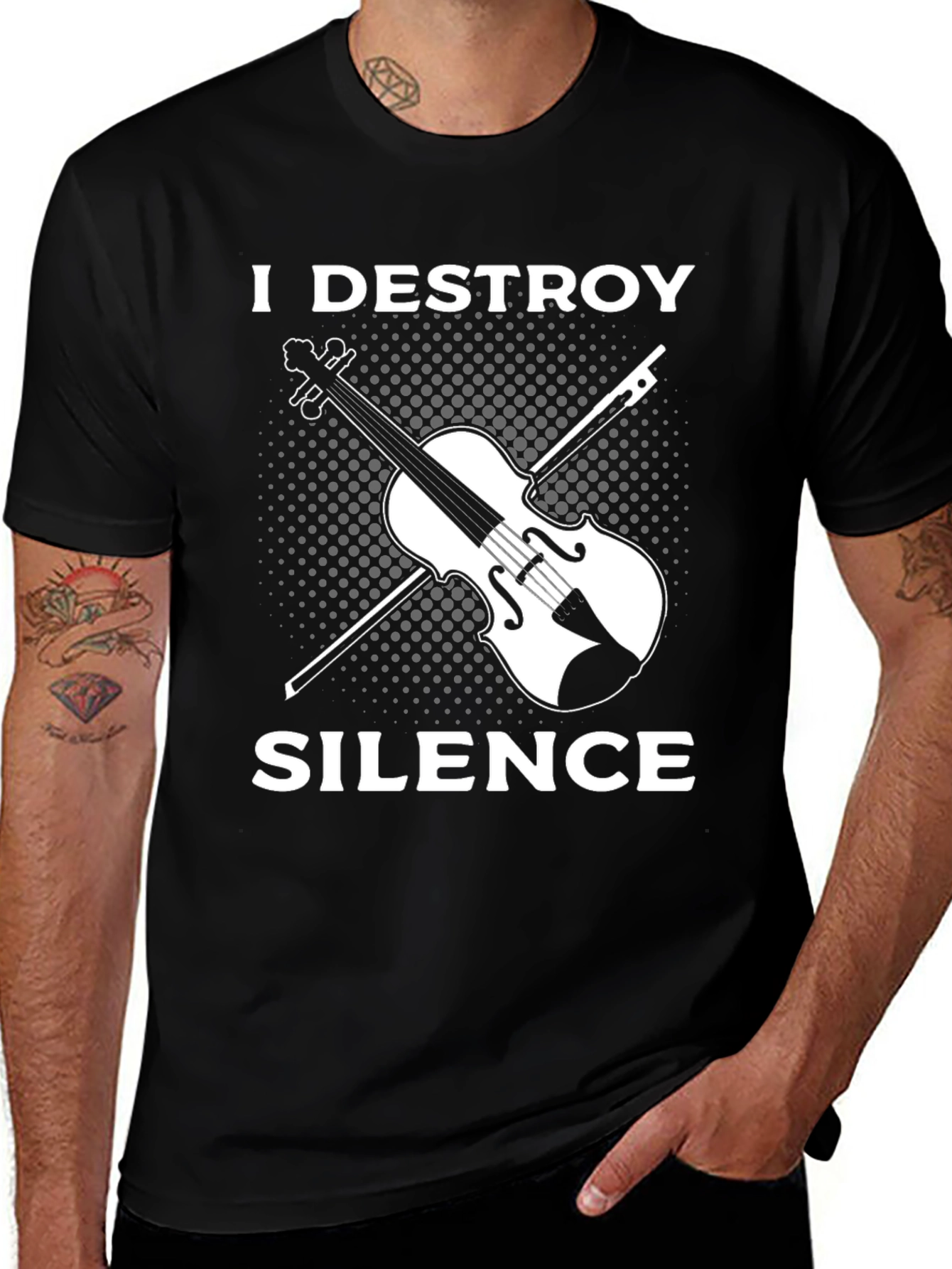I Destroy Silence Violin Graphic T-Shirt