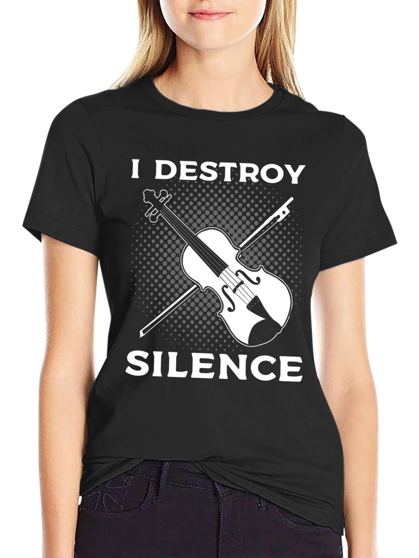 I Destroy Silence Violin Graphic T-Shirt