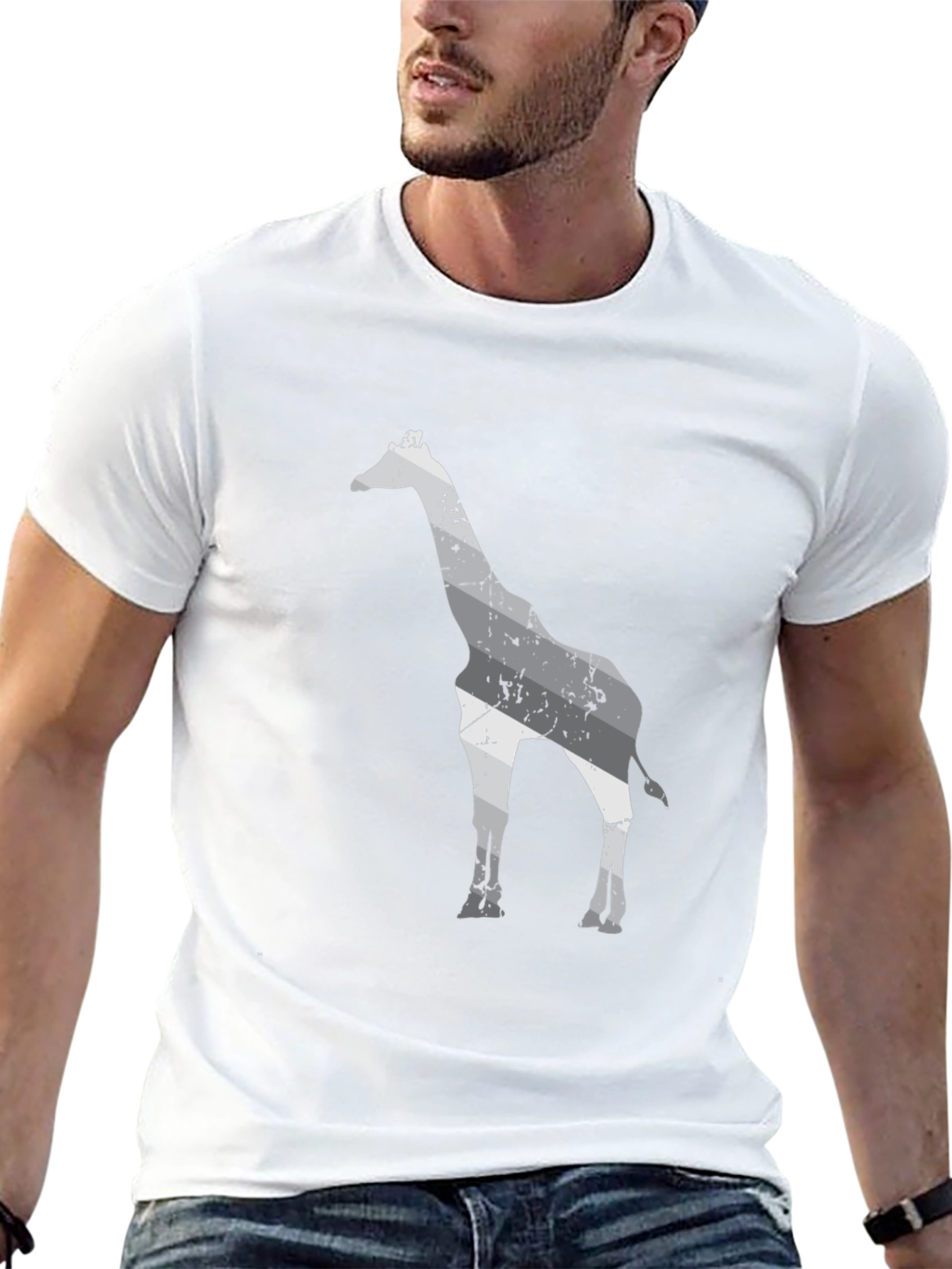 Giraffe Graphic Print Black T-Shirt