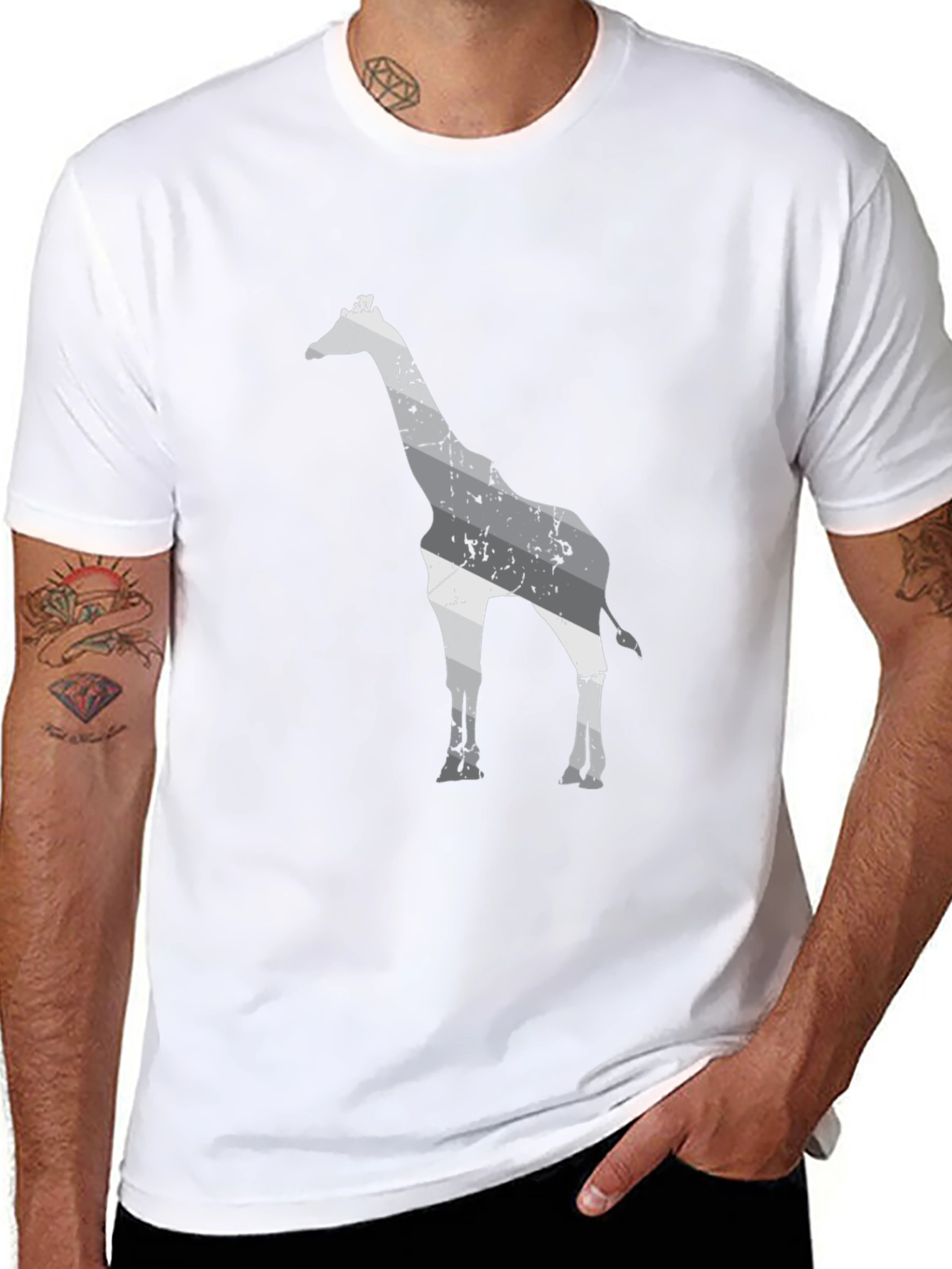 Giraffe Graphic Print Black T-Shirt