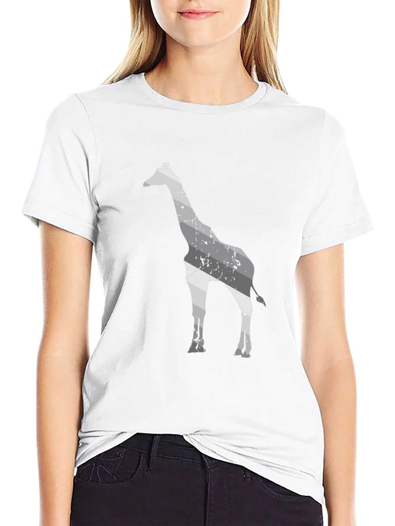 Giraffe Graphic Print Black T-Shirt