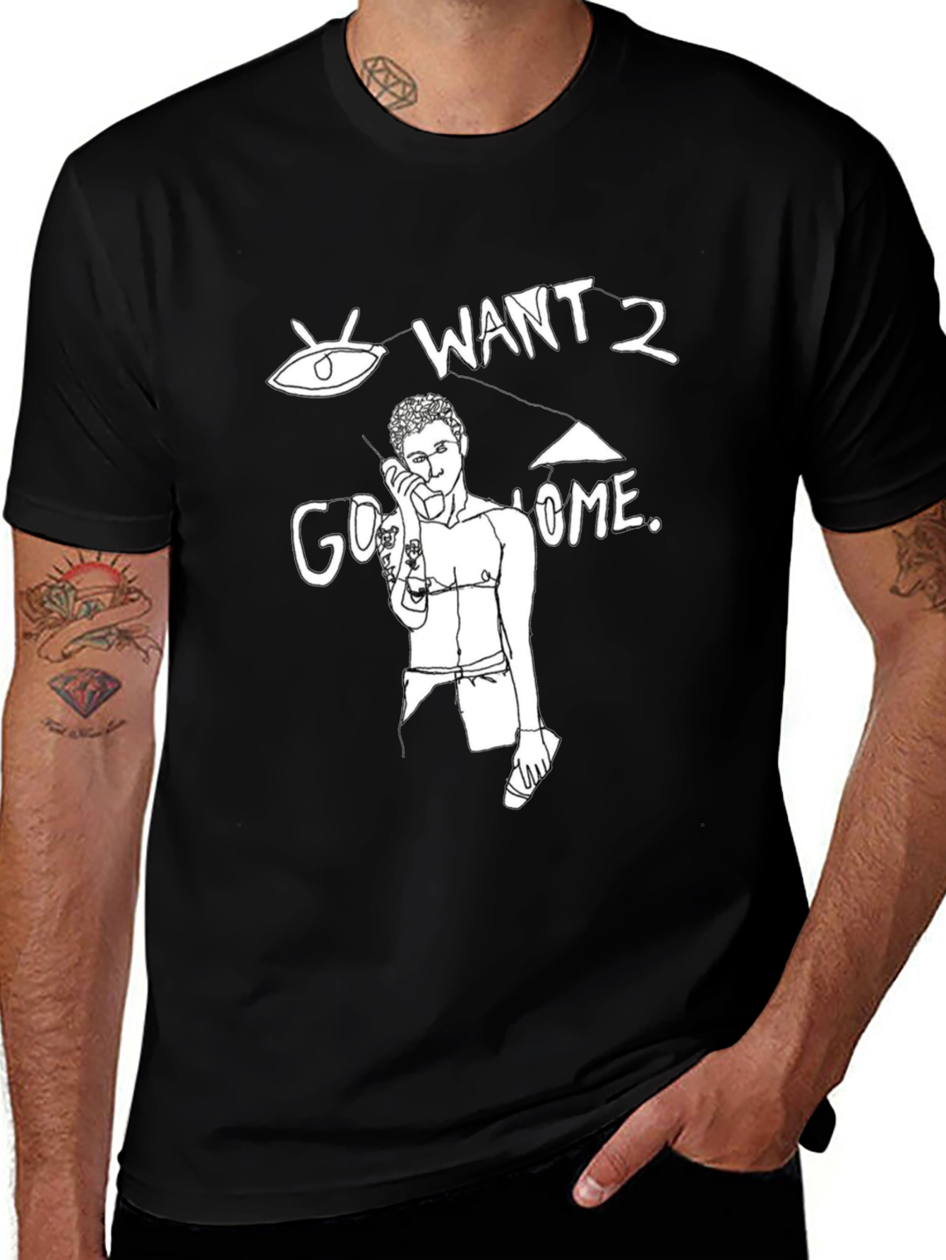 Want 2 Go Home Black Graphic Tee