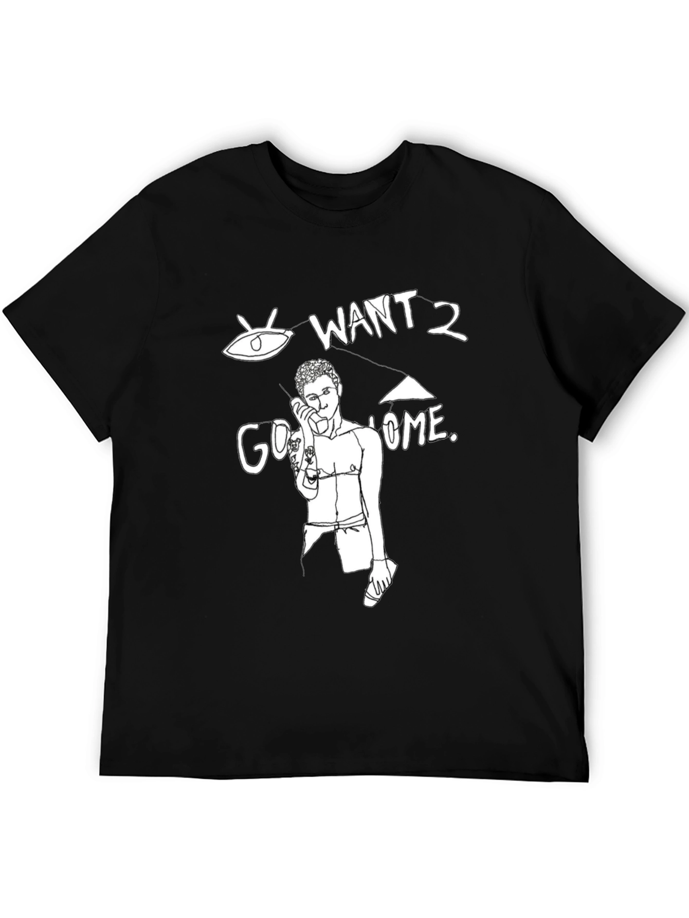 Want 2 Go Home Black Graphic Tee