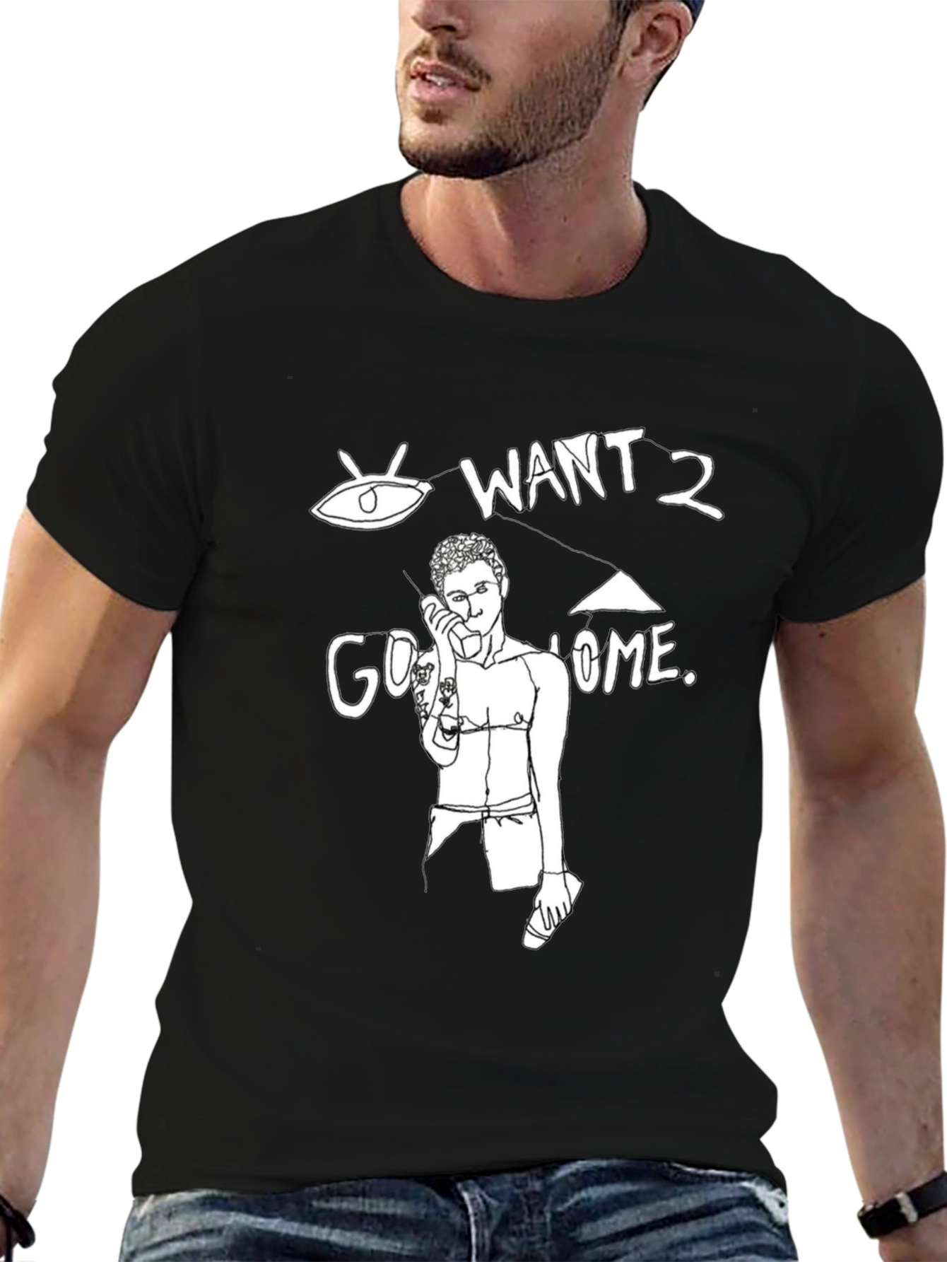 Want 2 Go Home Black Graphic Tee