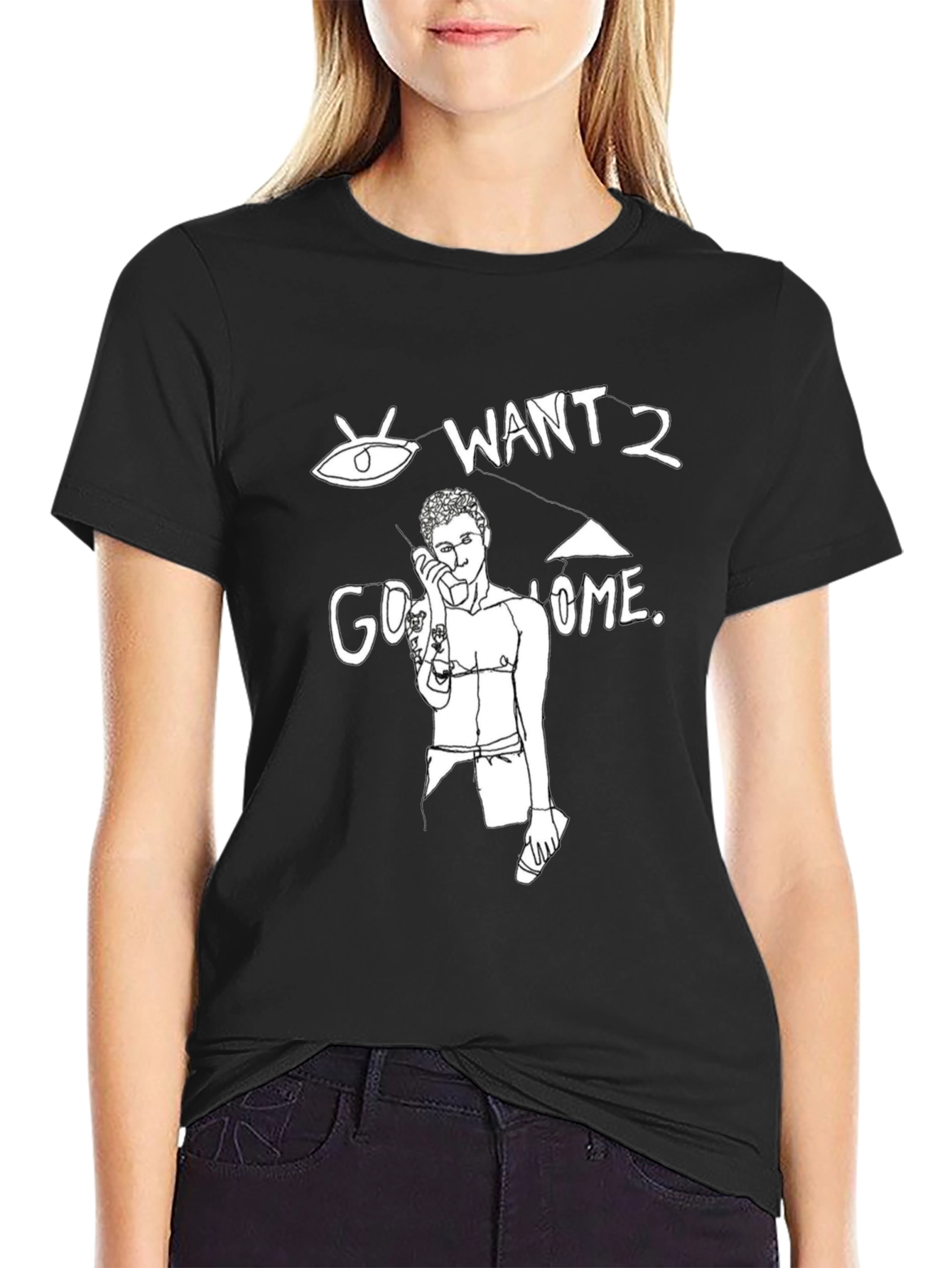Want 2 Go Home Black Graphic Tee