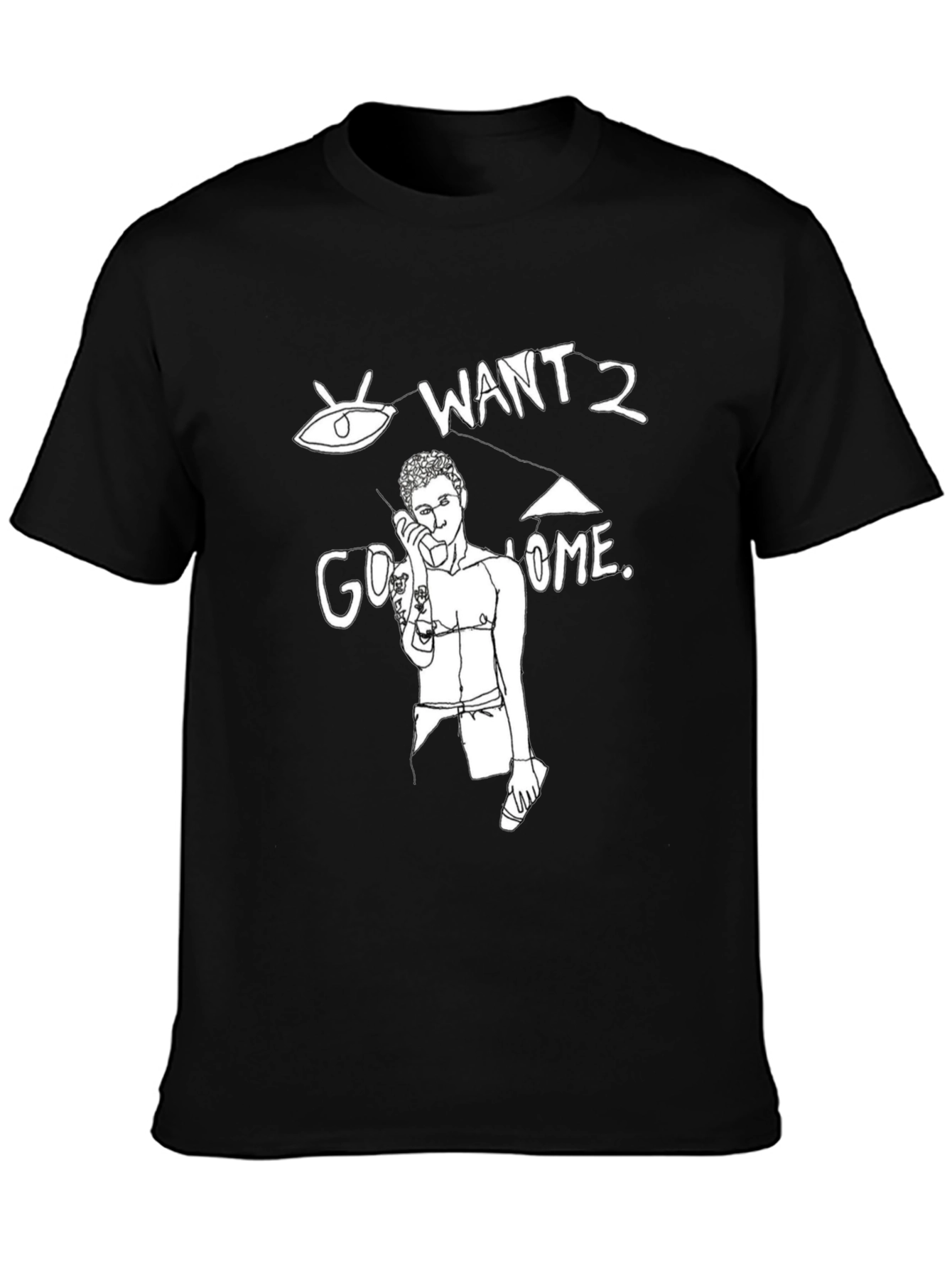 Want 2 Go Home Black Graphic Tee