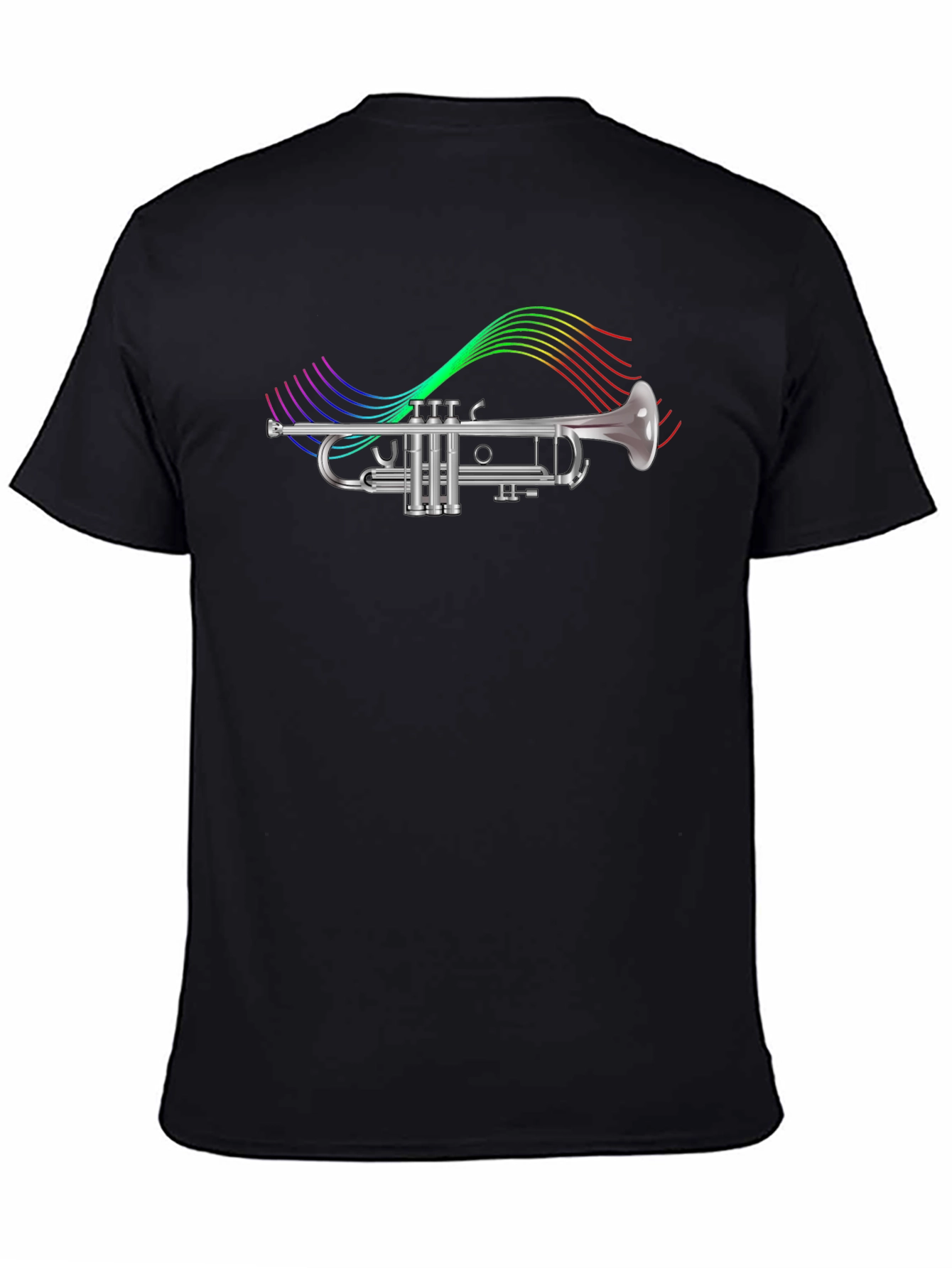 Trumpet T-Shirt - Rainbow Music Notes Graphic Tee