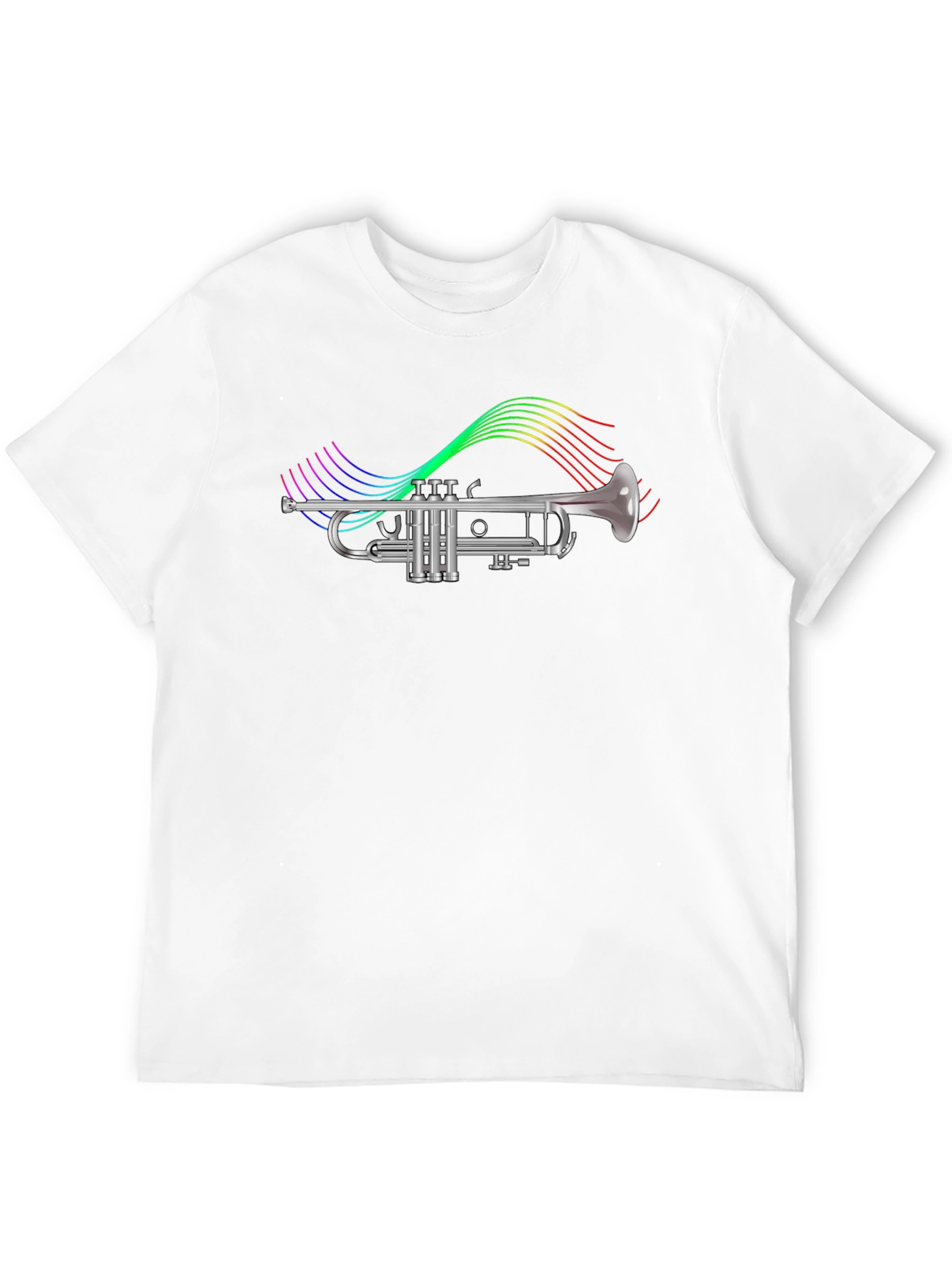 Trumpet T-Shirt - Rainbow Music Notes Graphic Tee