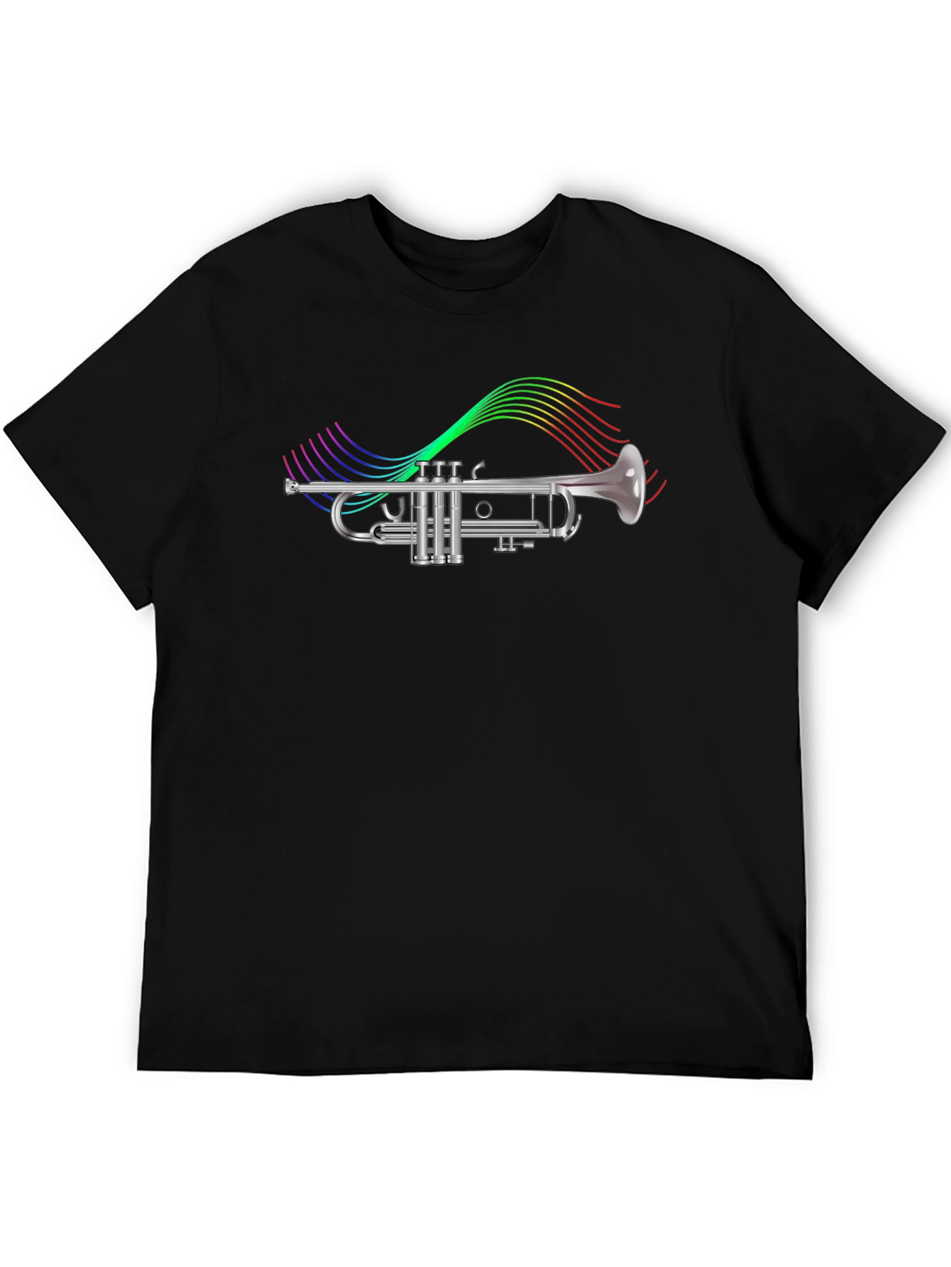 Trumpet T-Shirt - Rainbow Music Notes Graphic Tee