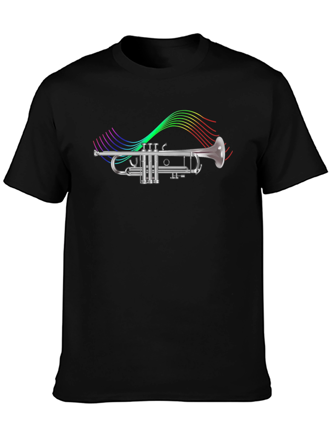 Trumpet T-Shirt - Rainbow Music Notes Graphic Tee