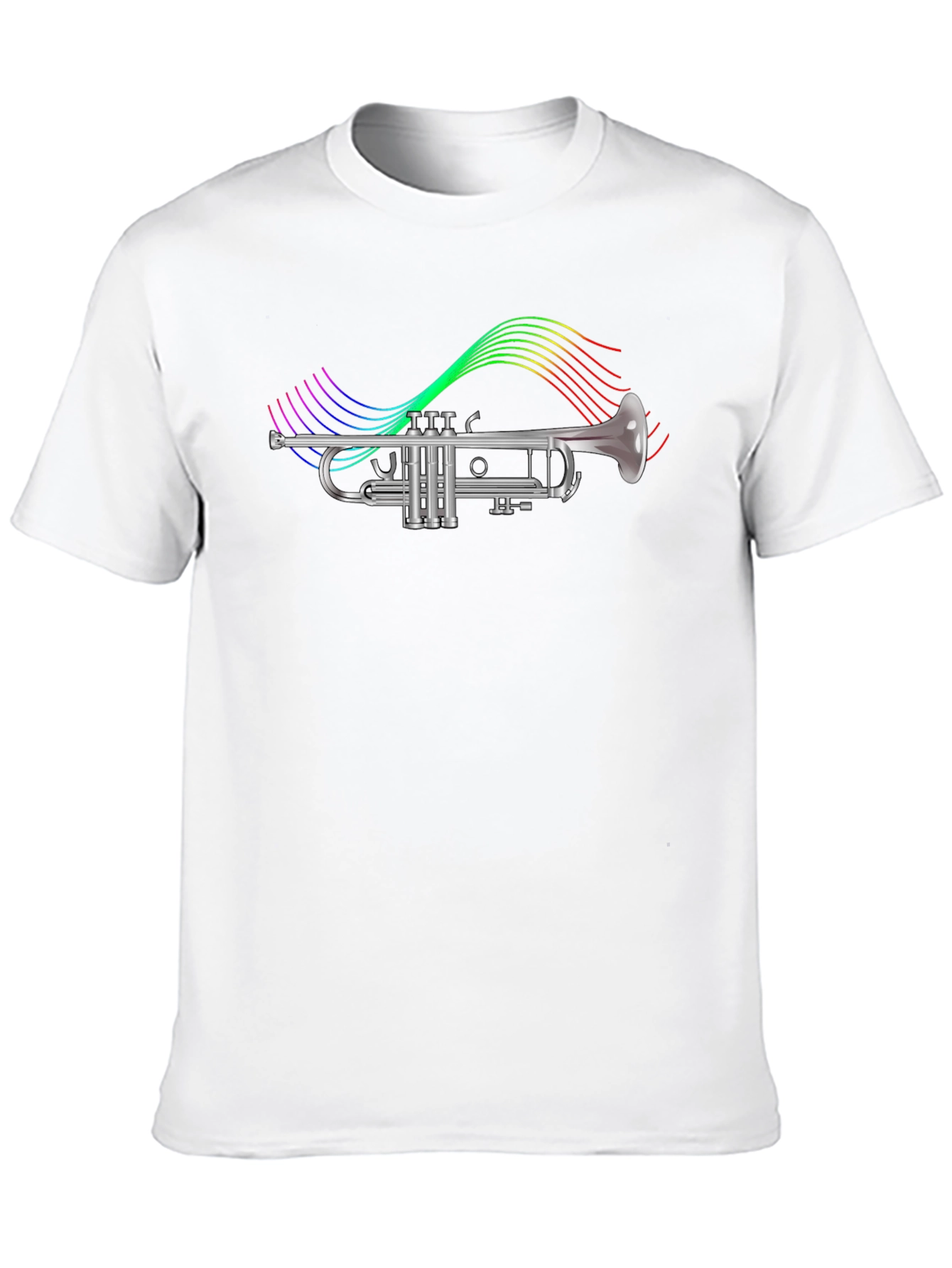 Trumpet T-Shirt - Rainbow Music Notes Graphic Tee