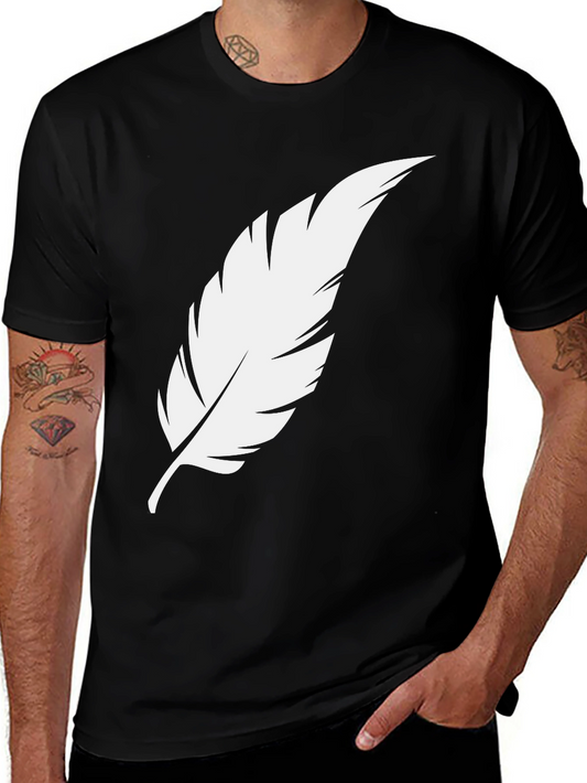 Feather Graphic Tee - Stylish Black Cotton T-Shirt