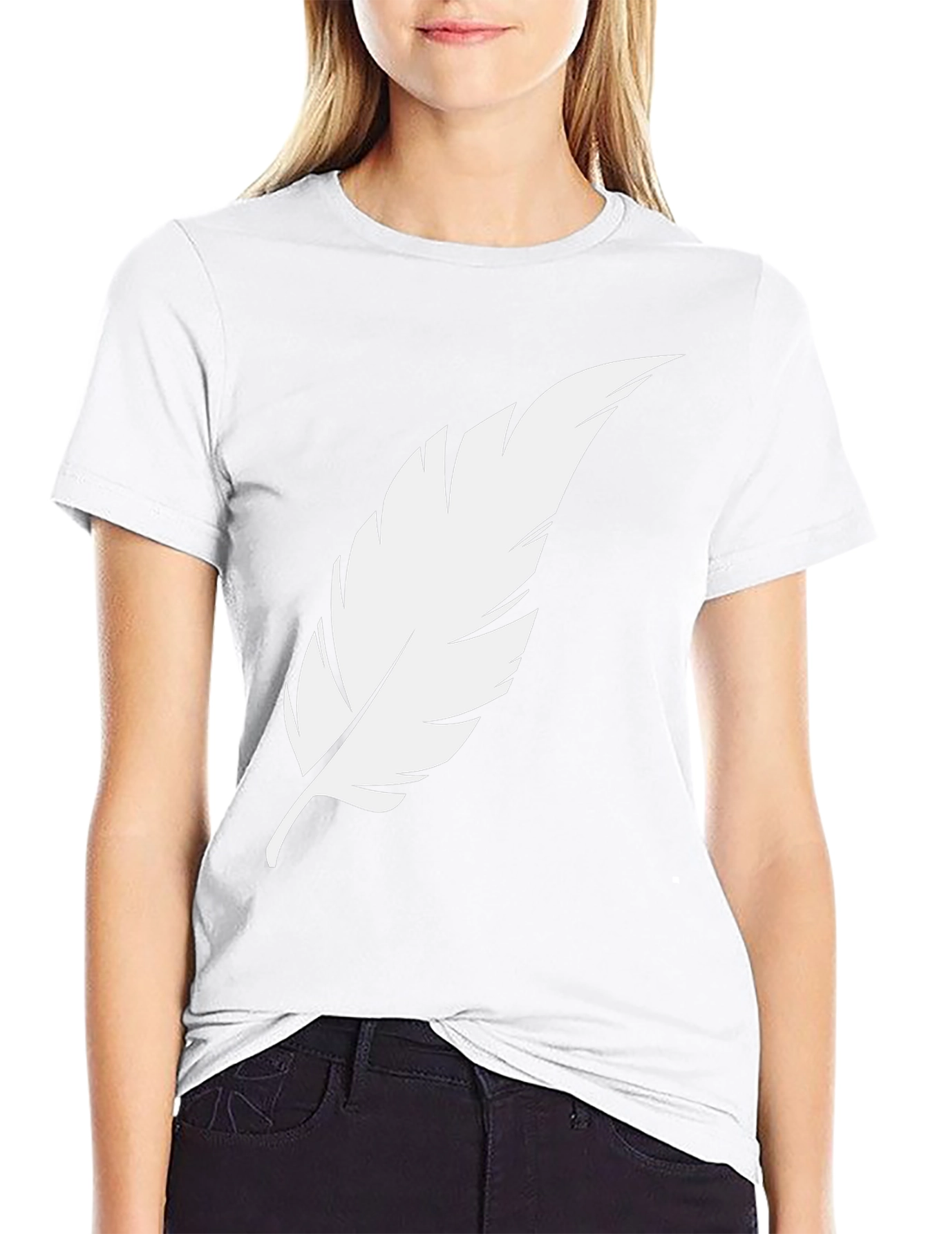 Feather Graphic Tee - Stylish Black Cotton T-Shirt