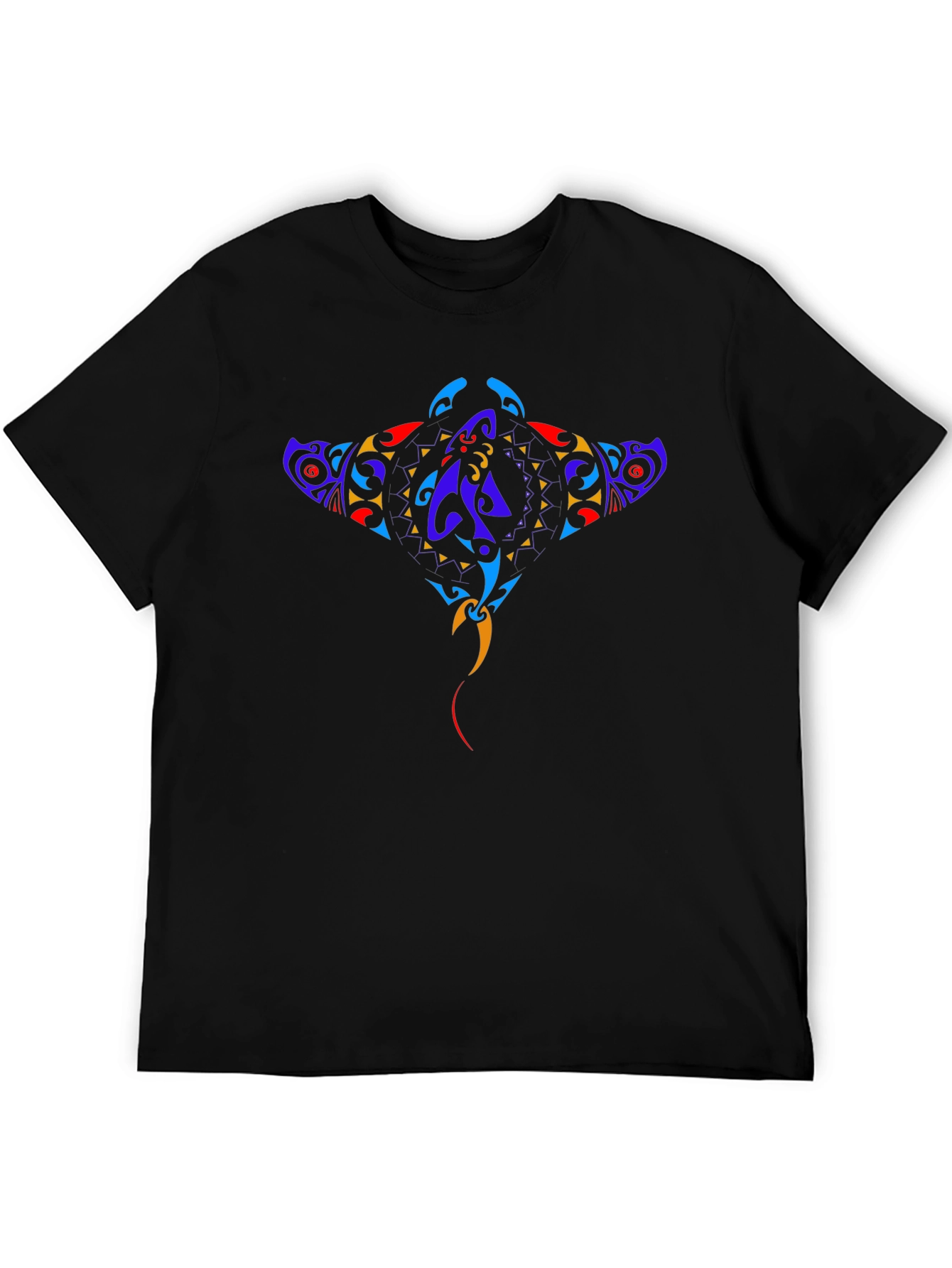 Abstract Stingray Graphic Black T-Shirt