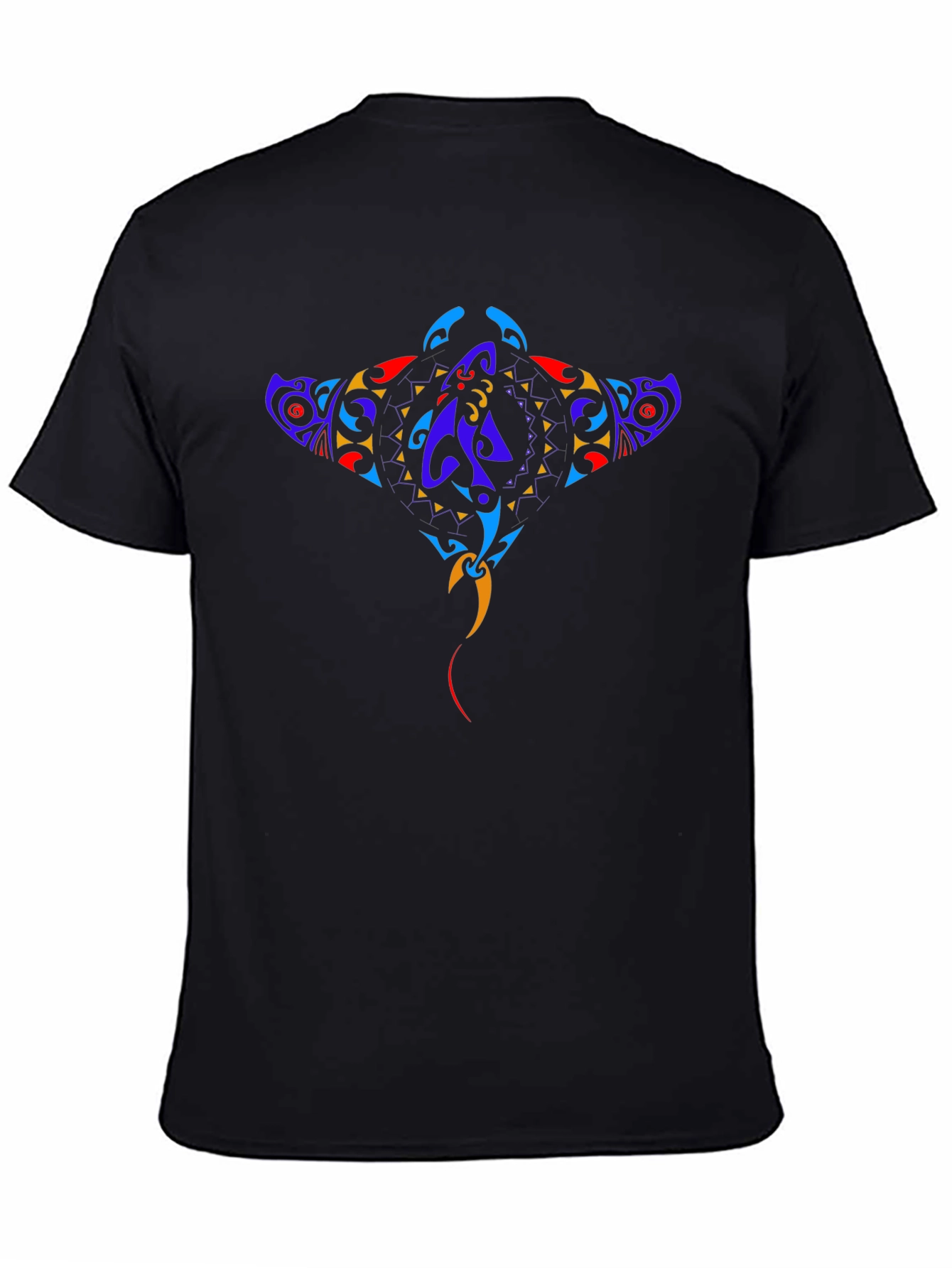Abstract Stingray Graphic Black T-Shirt