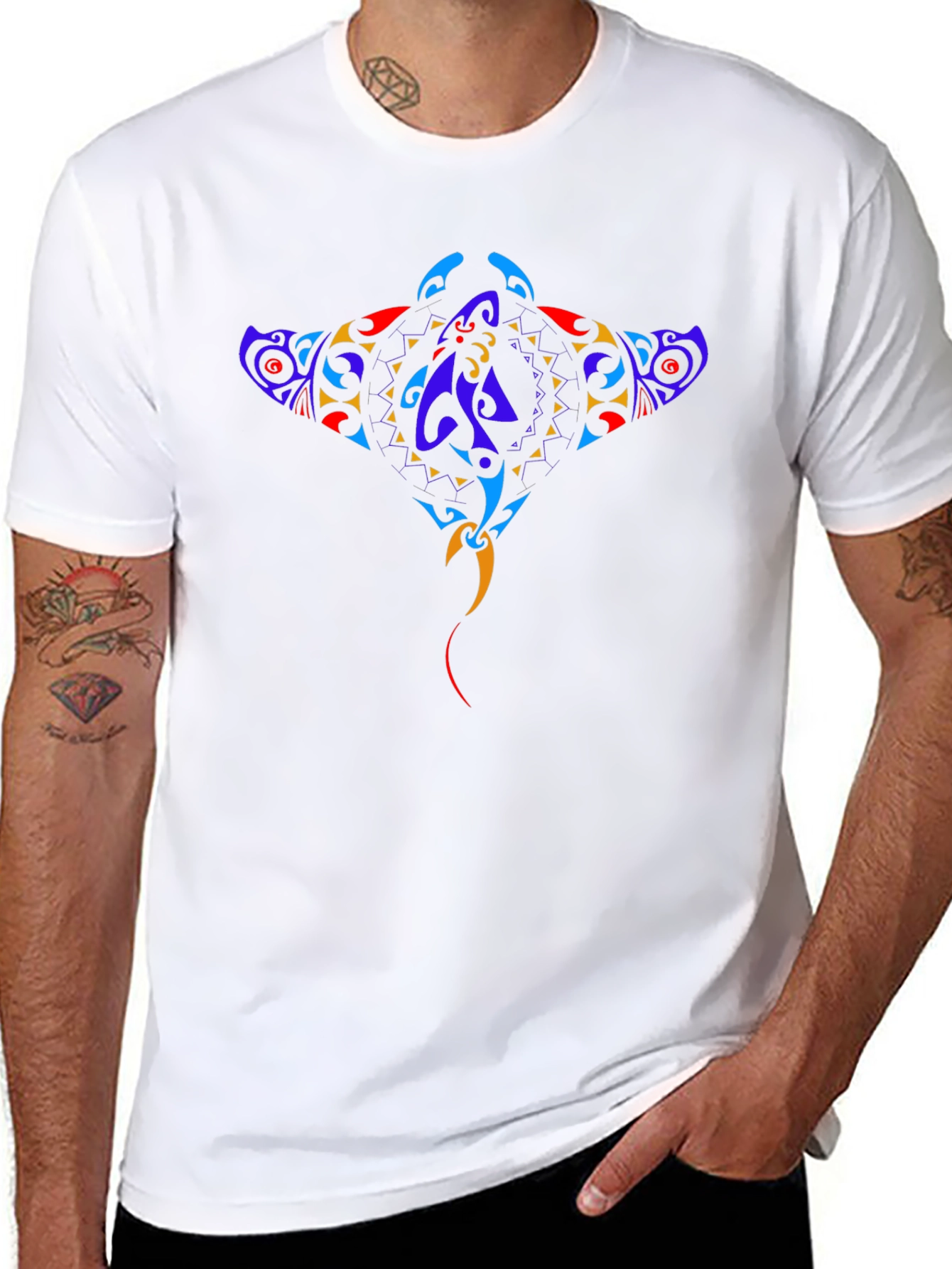 Abstract Stingray Graphic Black T-Shirt