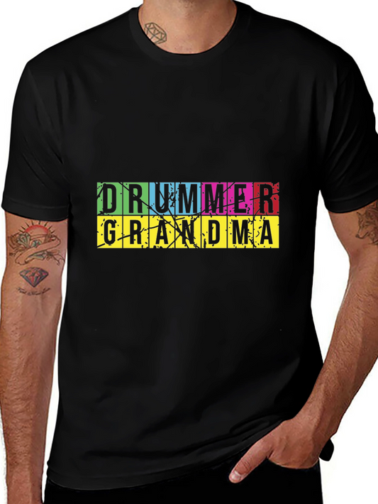 Drummer Grandma Graphic T-Shirt - Black