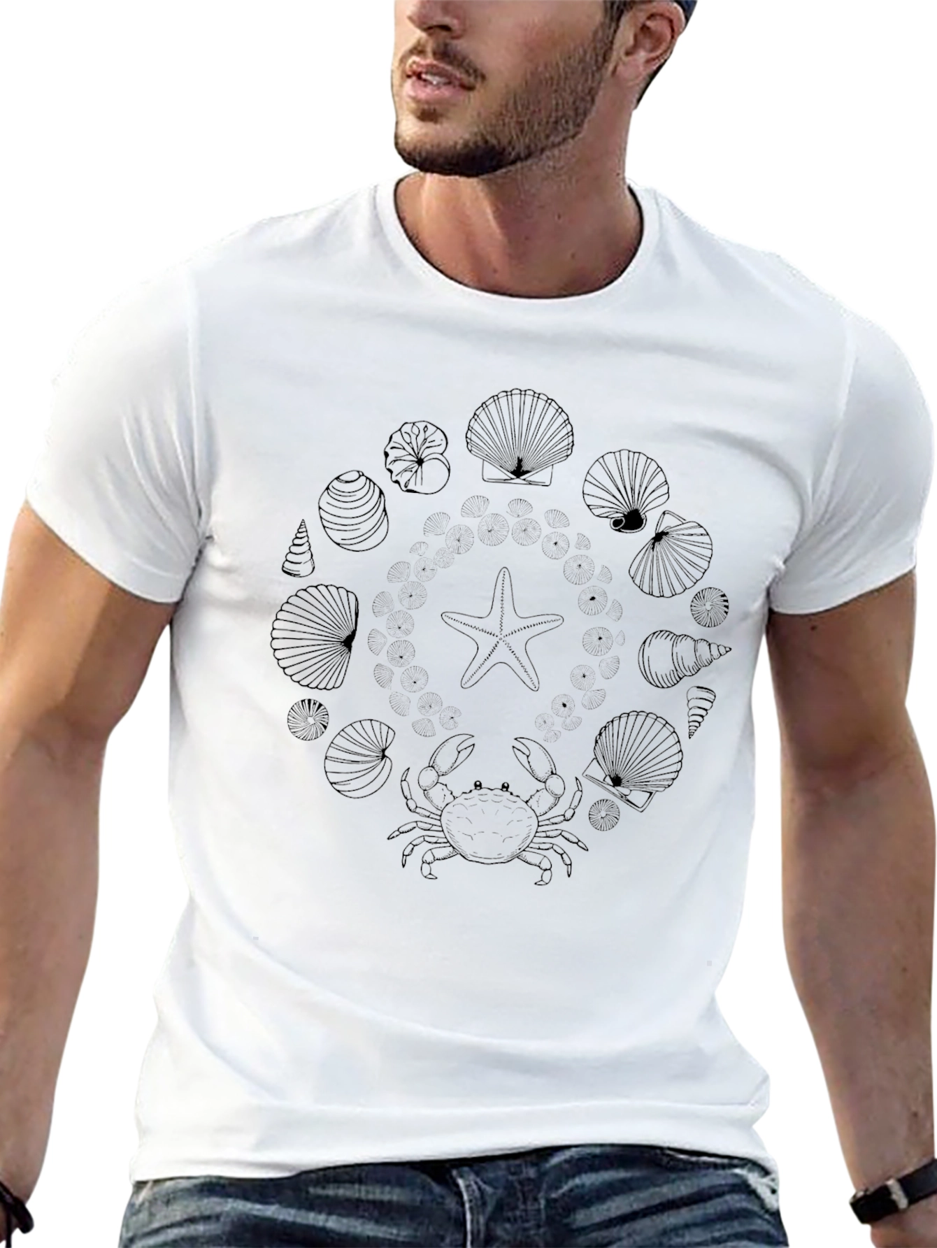 Seashell Graphic Black T-Shirt